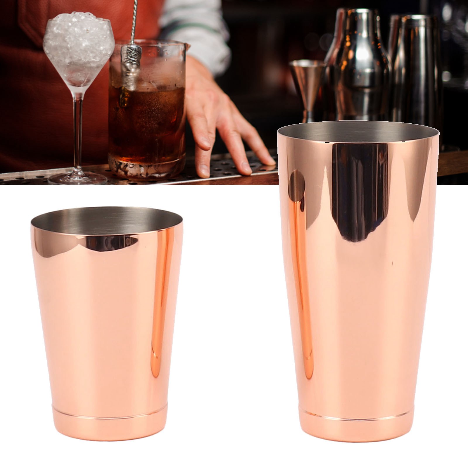 Shaker-set Aus Edelstahl 304 Mit Kupferbeschichtetem Sockel Und Stielglas