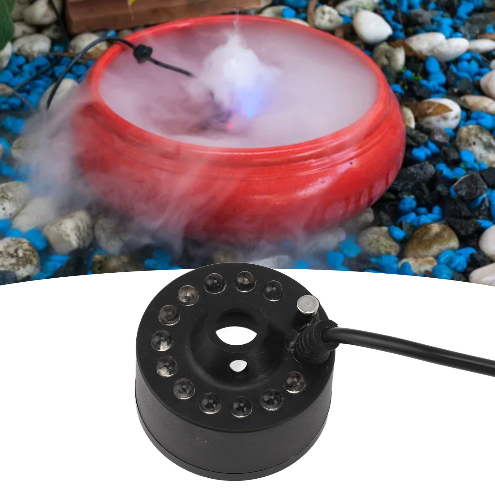 Garten-sprühnebelgerät Mit Dc-schnittstelle, Farbigem Led-licht, Luftbefeuchter, Zimmerbrunnen-sprühgerät, Kleiner Teich-sprühgerät, 5 V
