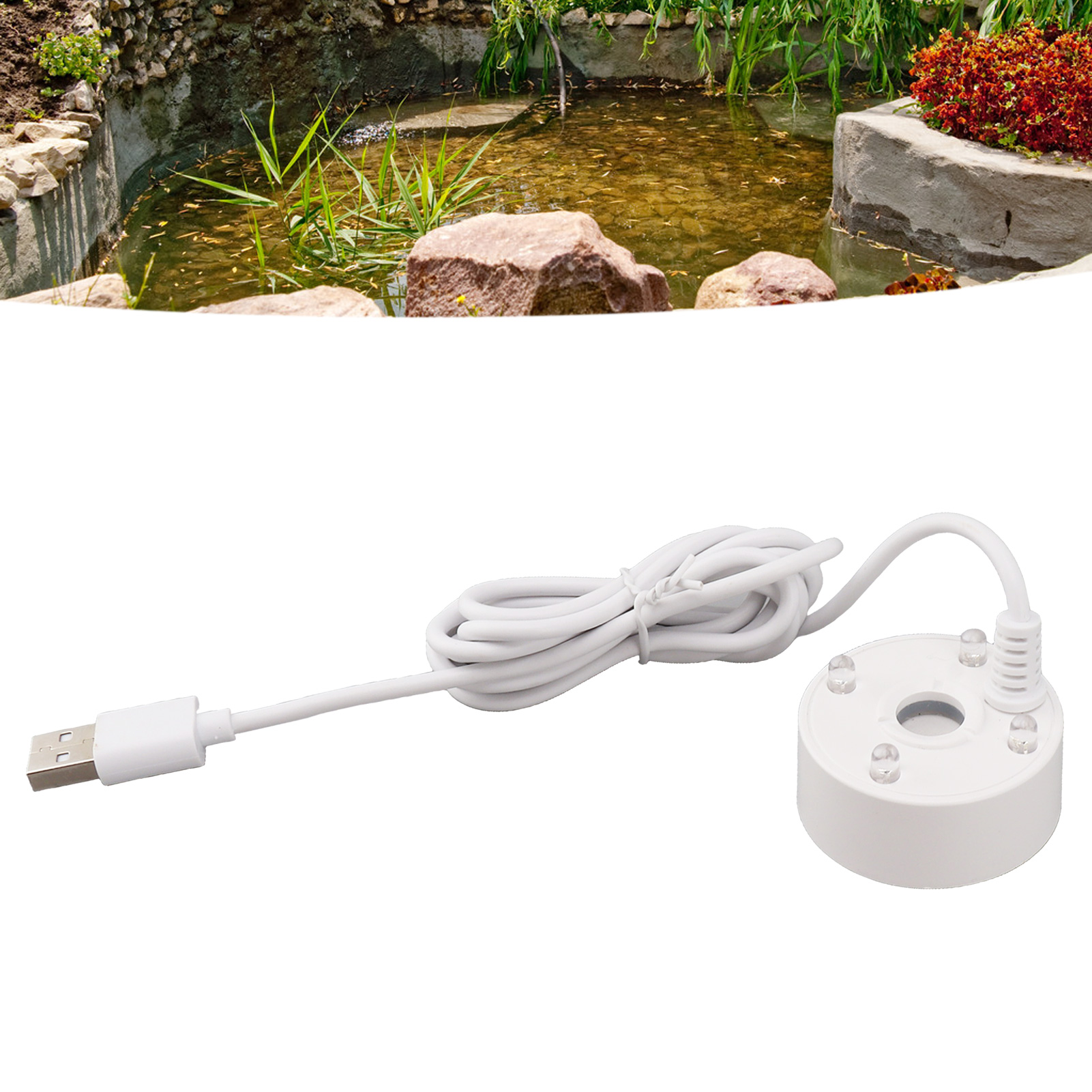 Usb-außennebelsystem Mit Farbigen Led-leuchten, Luftbefeuchter, Nebelsystem Für Zimmerbrunnen, Nebelsystem Für Kleine Teiche, 5v Weiß.
