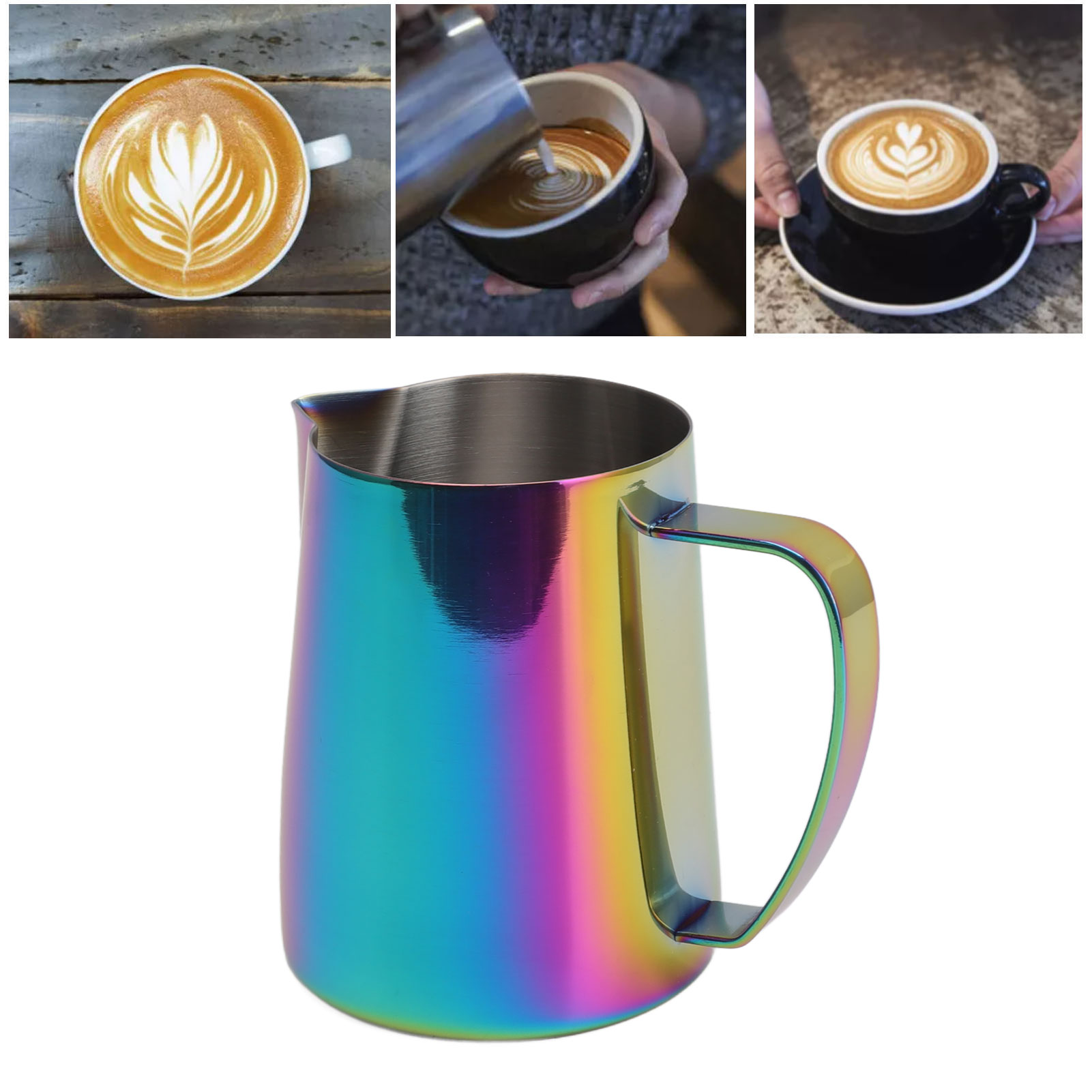 Dickwandiger Latte-art-becher Aus Edelstahl 304 Mit Antihaft-teflonbeschichtung Innen Und Außen, 350-ml-kaffeemaschine