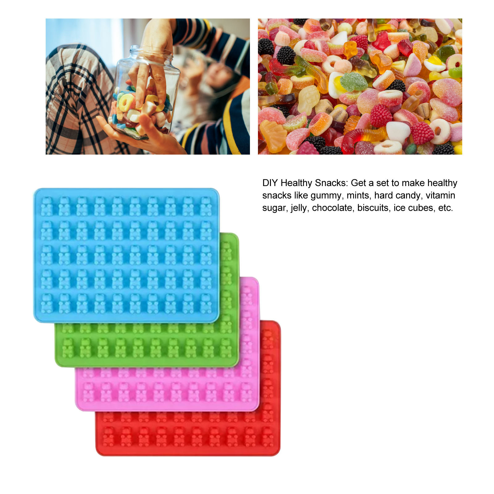 Silikon-schokoladenform Mit 50 Mulden In Bärenform, Ideal Zur Herstellung Von Fondant, Gelee Und Gummibärchen.