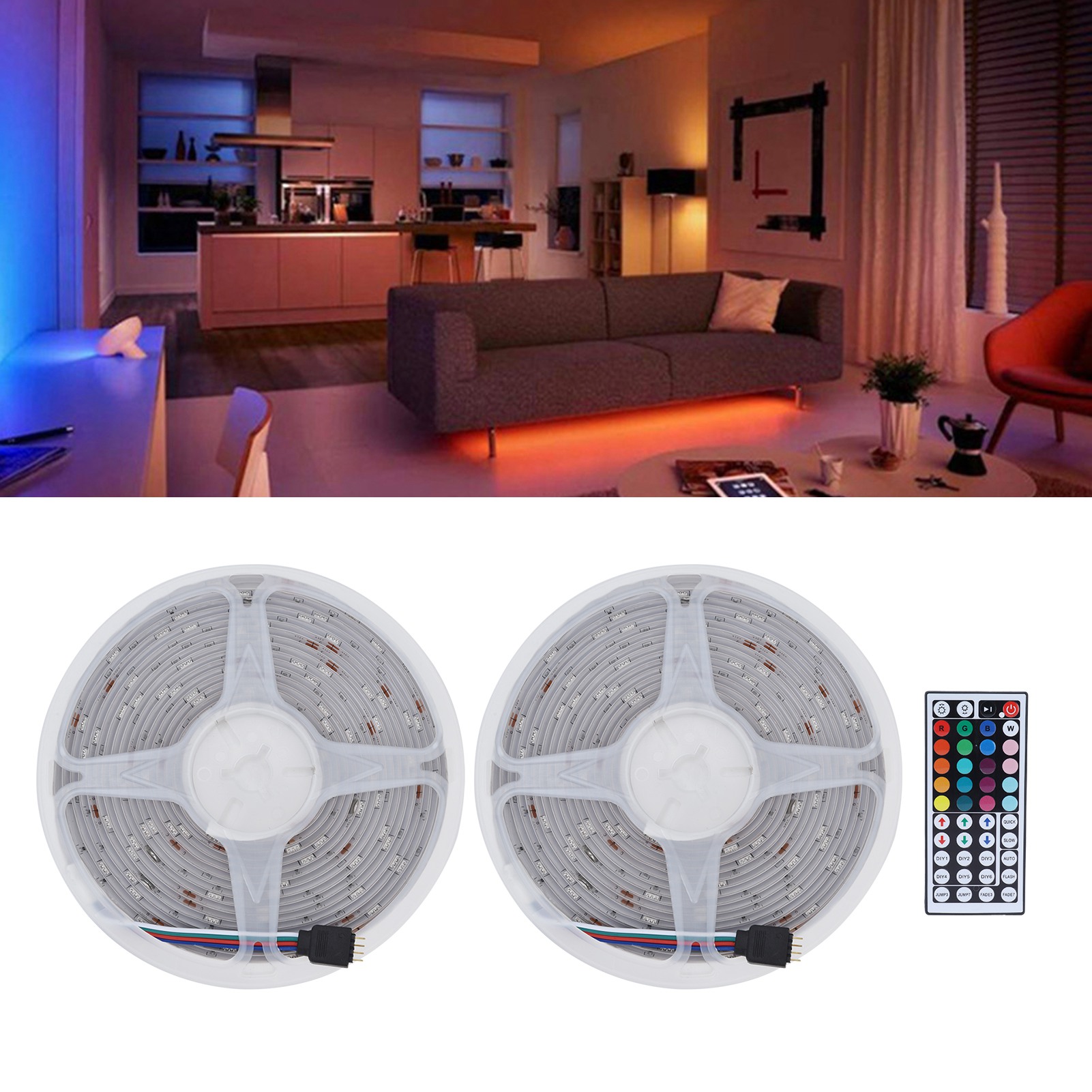 Mehrfarbiger Led-lichtstreifen Mit 44-tasten-fernbedienung, 10 M Rgbw 5050/rgb-lichtstreifen-set, Entspricht Europäischen Normen, Für Infrarot-ambientebeleuchtung.