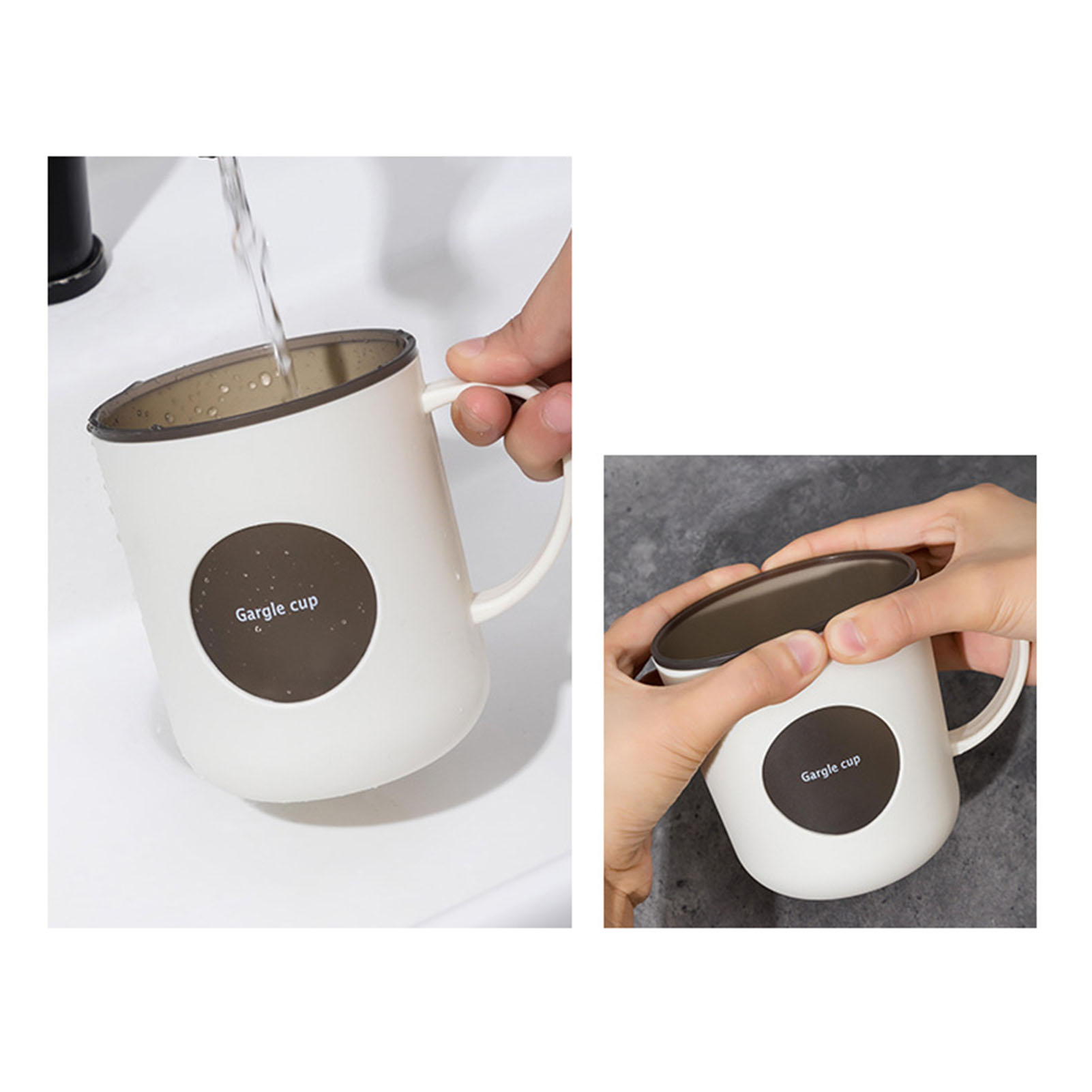 Doppelwandiger, Farblich Abgesetzter Mundwasserbecher, Zahnbürstenbecher Mit Griff Fürs Badezimmer, Hübscher Becher Für Paare, Stoßfester Becher.