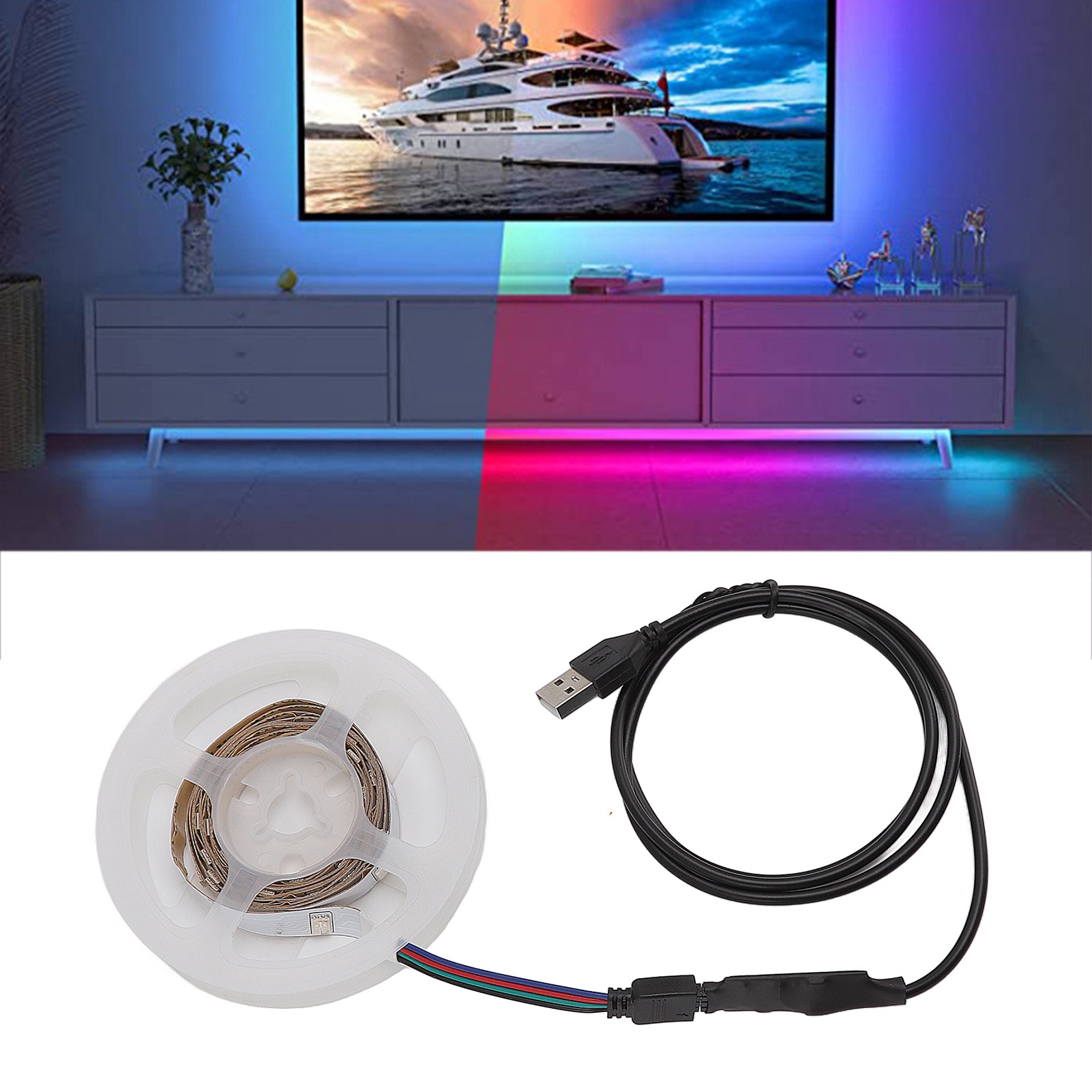 5050 Rgb Niedervolt-led-streifen, Geeignet Für Rennbeleuchtung, Lauflicht, Bürobeleuchtung, 5v, 5 Meter Langer Lichtstreifen.
