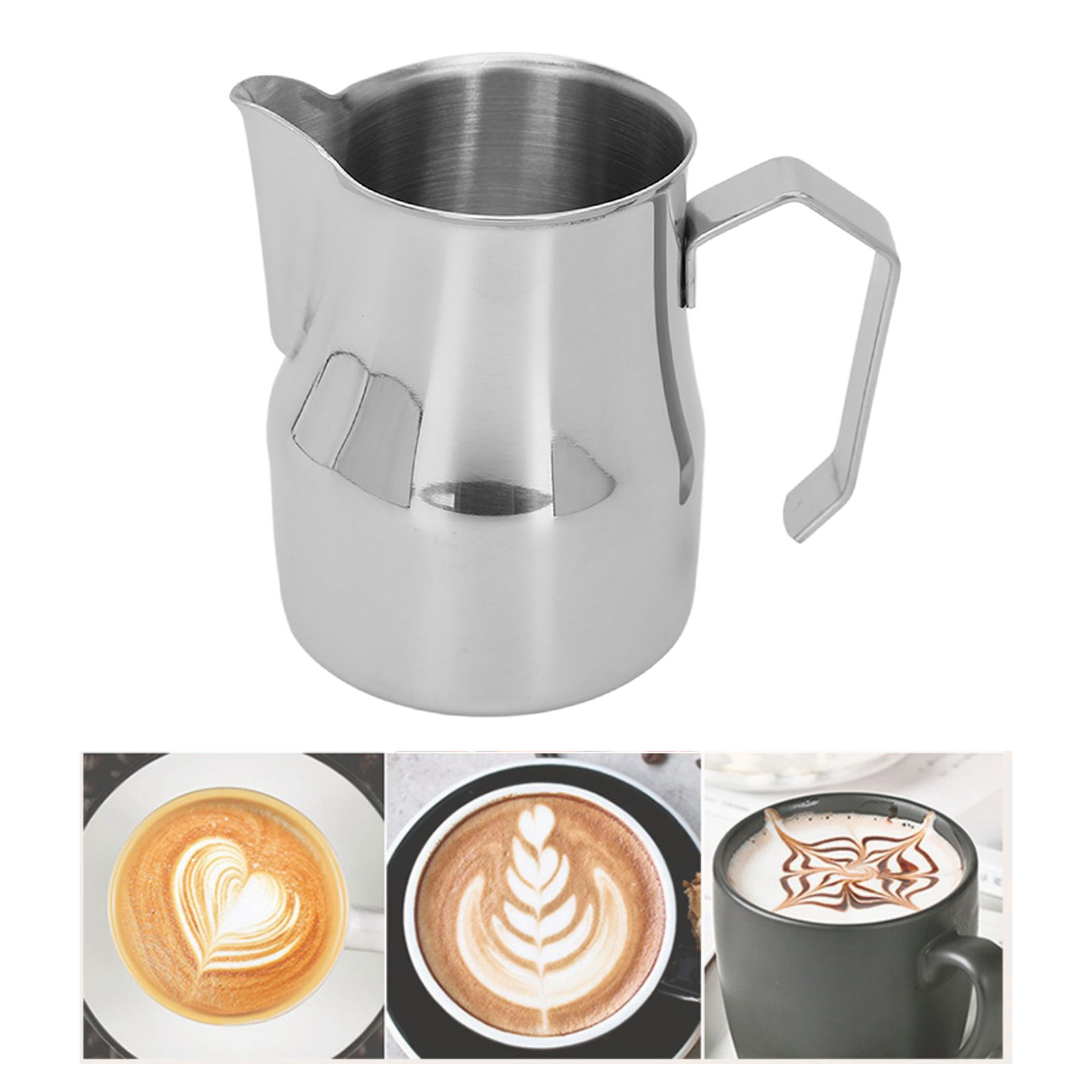 Italienischer Kaffeebecher Aus Edelstahl 304 Mit Ausgießer, Milchaufschäumerschale, Naturfarbe, 350 Ml