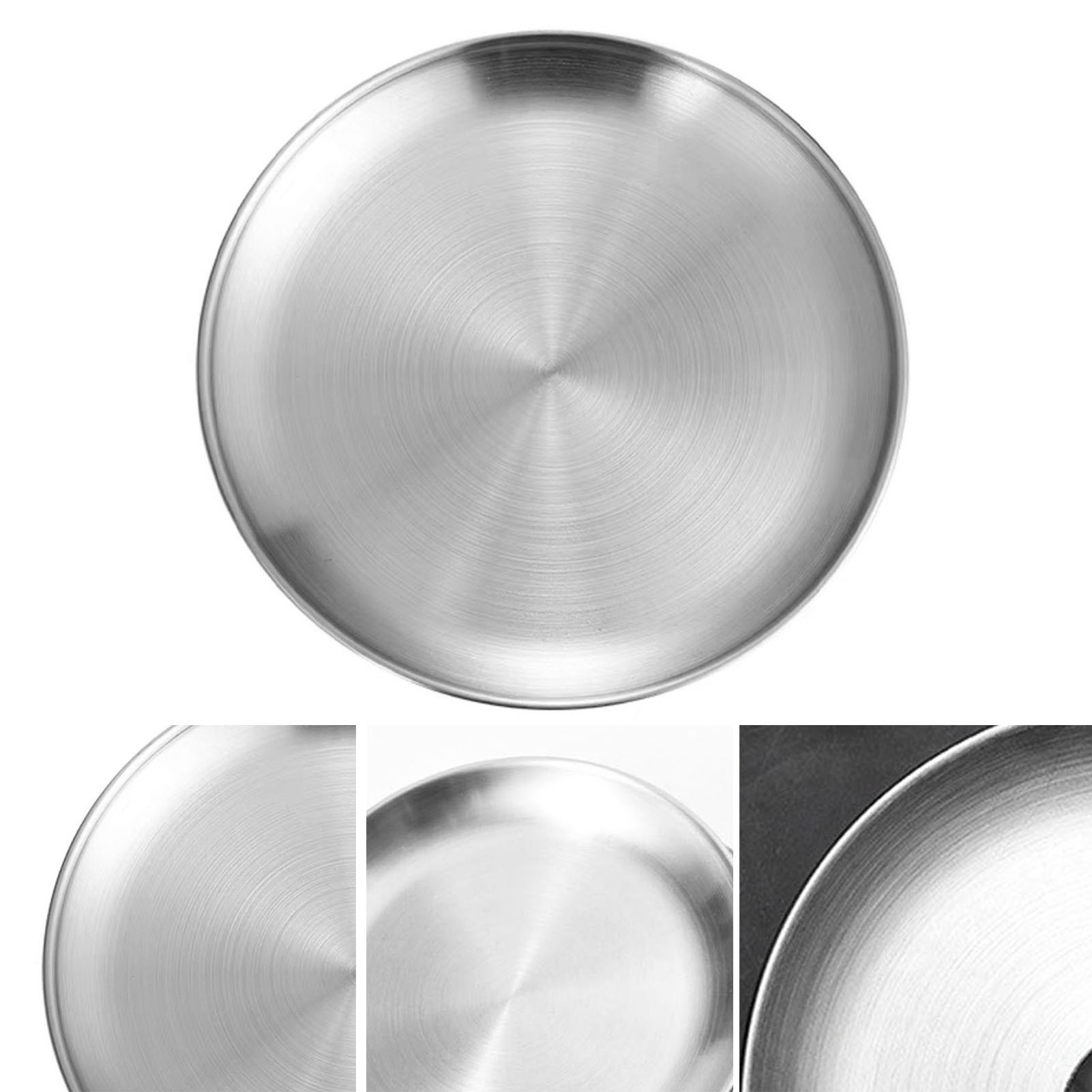 30 Cm Edelstahl-tablett Im Koreanischen Stil, Tablett In Naturfarbe, Tablett Im Westlichen Stil, Grilltablett, Rundes Tablett Für Kuchen, Desserts Und Obst, Buffet-tablett.