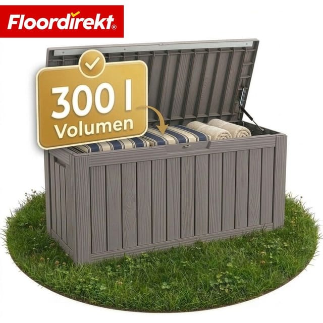 Gartenbox in Holz-Optik Wetterfeste Kissenbox für Terrasse & Balkon Braun 117 x 47 x 59 cm (300 L)