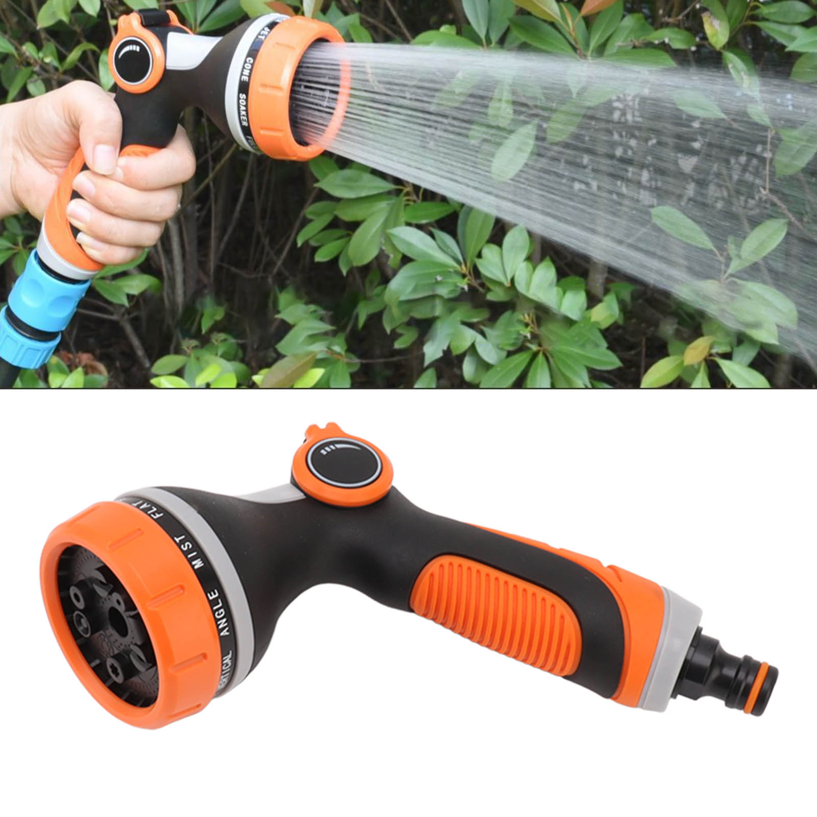 10-funktionen-gartenbewässerungspistole In Orange-rot, Hochdruck-autowaschschlauch Für Den Außenbereich, Tragbarer Sprinklerkopf, Garten-wasserstrahlpistole