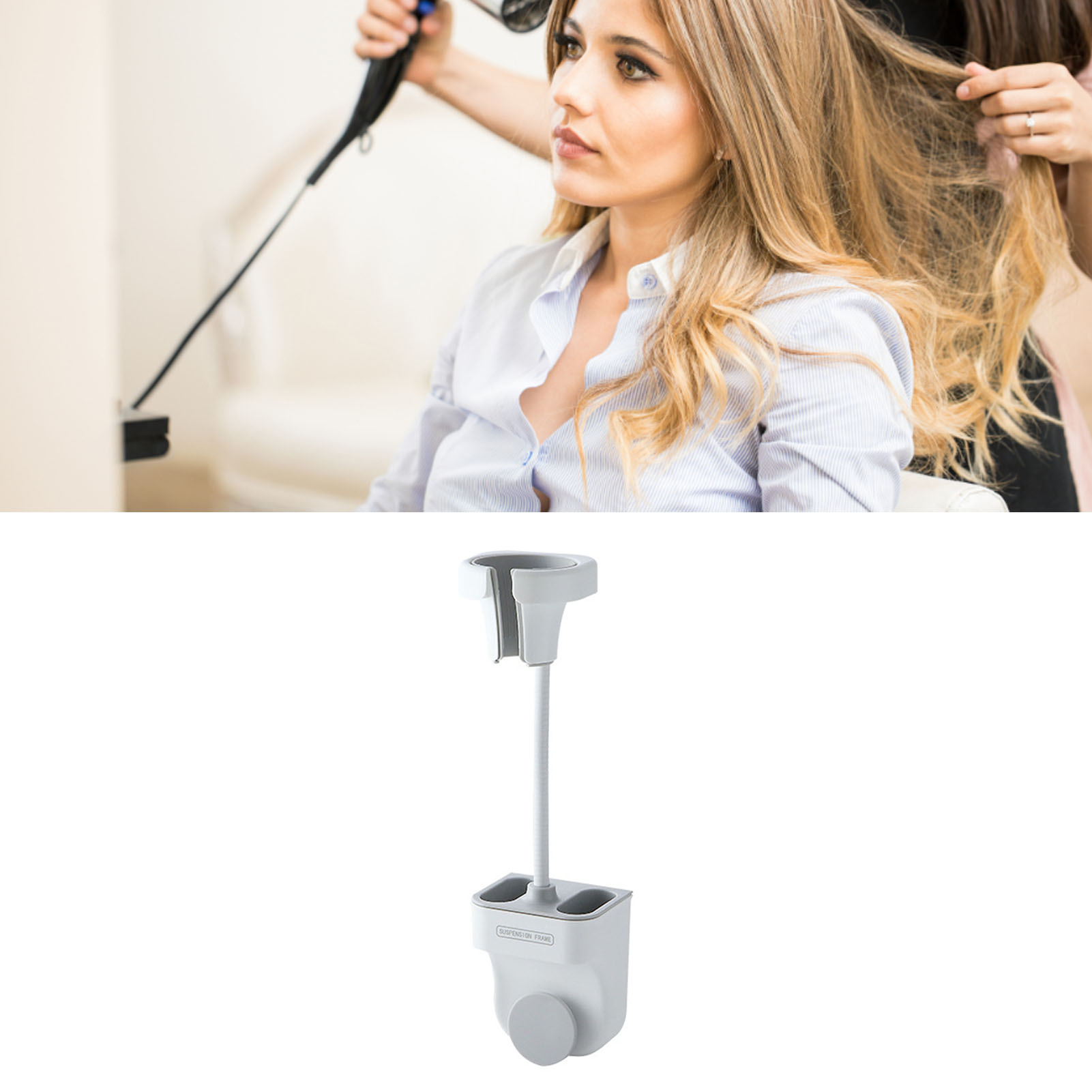 Wandmontierter Haartrocknerhalter Von Lazy Hair, Kein Bohren Erforderlich, Für Badezimmer, Kompatibel Mit Berührungslosen Duschköpfen, Weiß