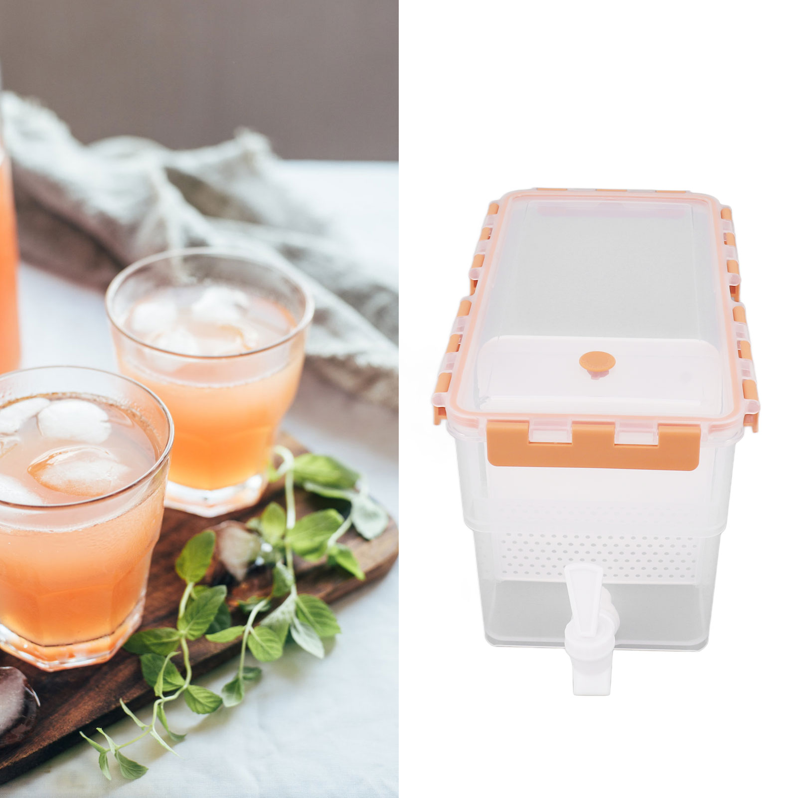 Kaltwasserkaraffe Aus Kunststoff Mit Zapfhahn, Kaltwassereimer Für Den Kühlschrank, Eimer Für Cold-brew-saft, 6-liter-orangen