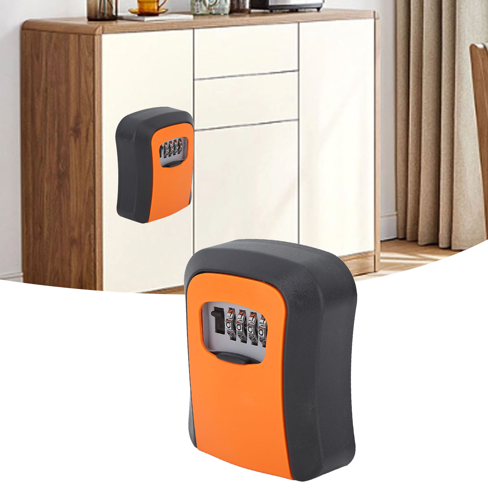 Katzenaugen-schlüsselbox Für Baustellentüren, Temporäres Wandtürschloss, Eingangstürschloss, Aufbewahrungsbox, Kombinationsschlüsselbox, Extra Große Ausführung = Orange
