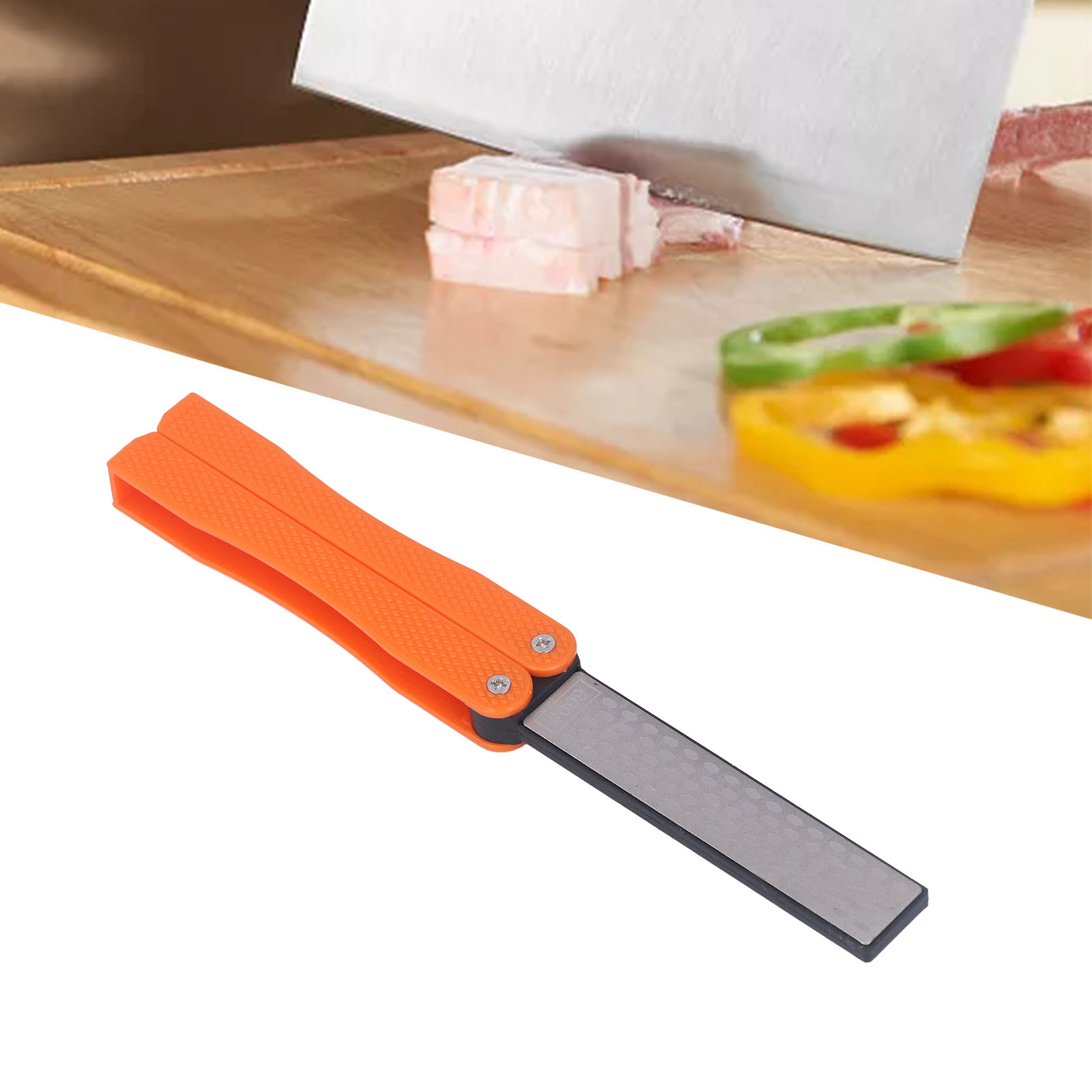 Tragbarer Schleifstein Für Outdoor-messer, Neuer Doppelseitiger Schwarzer Fächerförmiger Diamantschleifstein, Orange.