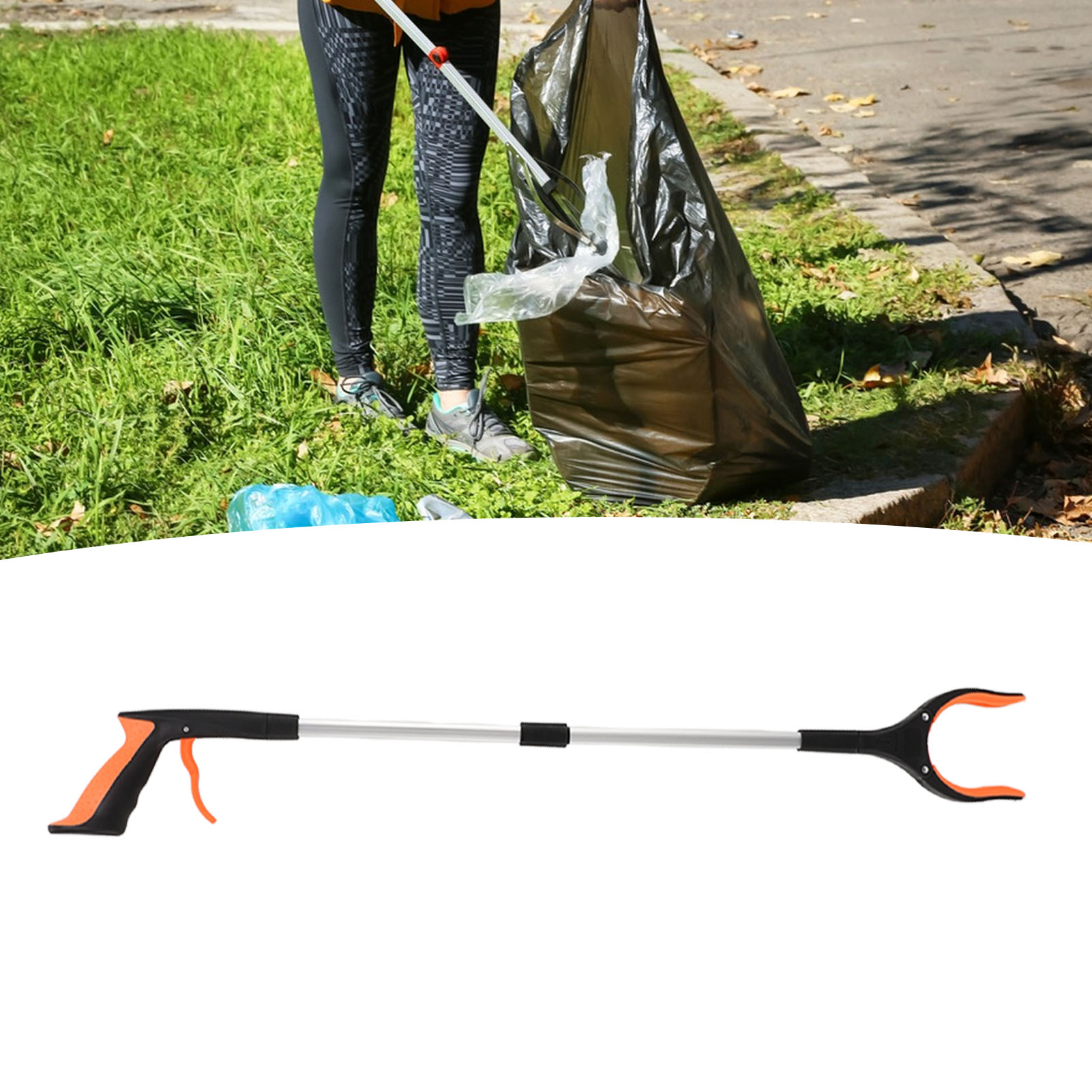 Leichter, Faltbarer Abfallgreifer, Geeignet Für Ältere Menschen, Faltbar Und Drehbar, Orange.