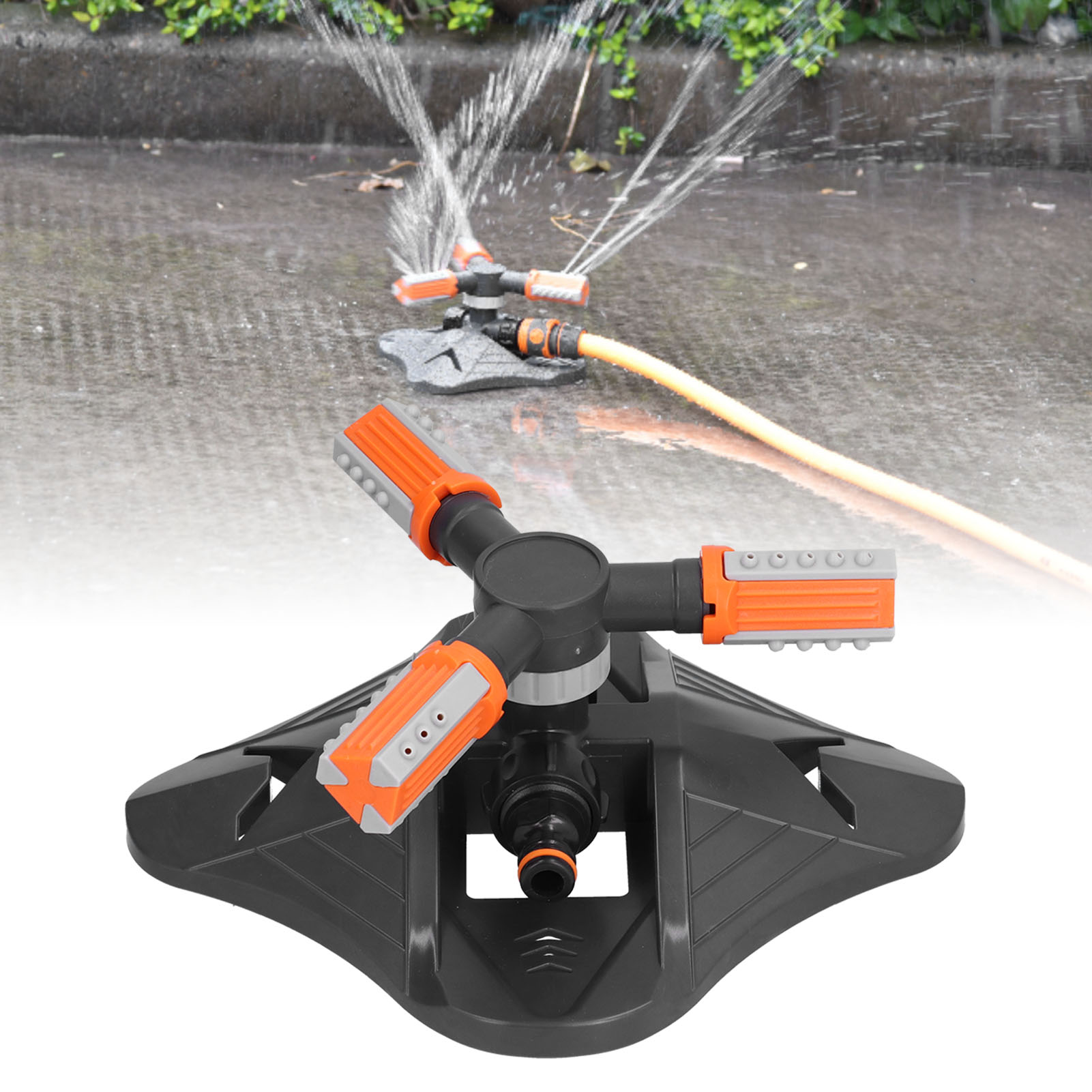 Neuer Automatischer Rasensprenger Für Gärten, Rasenflächen Und Gartenbau, Mit Drei Düsen, Orange