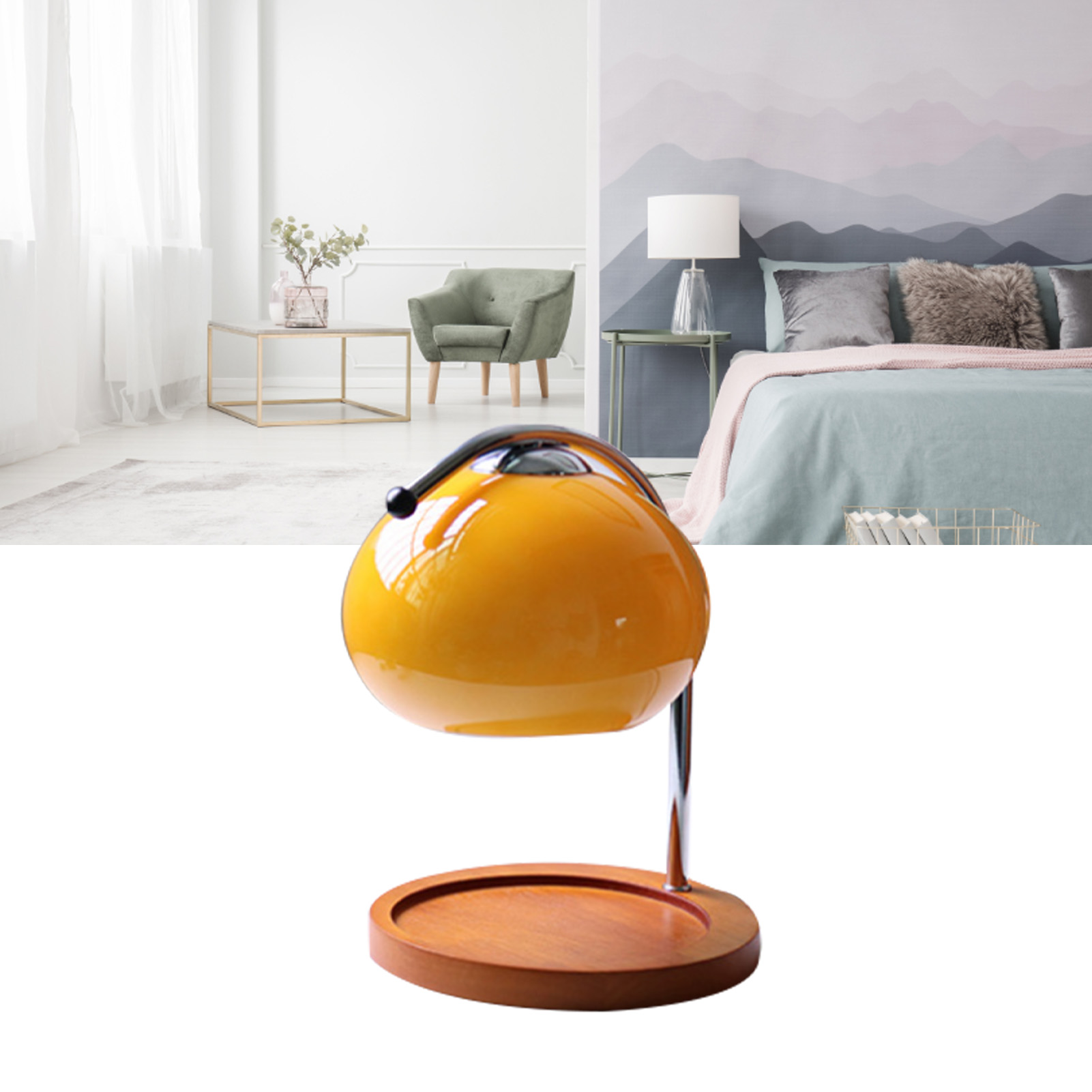 Retro-tischleuchte Aus Massivholz Mit Ablagefach Aus Rauchgrauem Glas, Aromatherapie-kerzenlampe, Nachttischlampe, Lampe Mit Orangefarbenem Duftwachs Für Den Schreibtisch, Dimmer