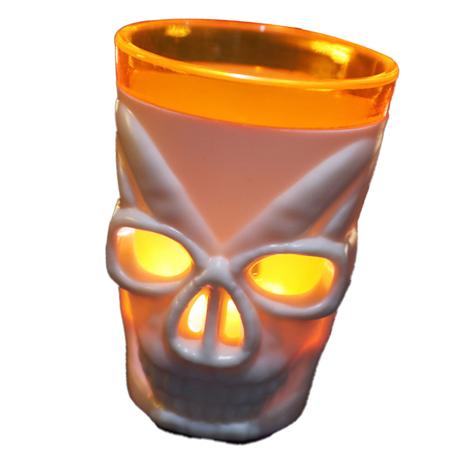 Halloween-weinglas In Totenkopfform, Flammenlose Kerzenlampe, Stimmungsvolle Dekoration, Accessoire, Gruseliges, Leuchtendes Totenkopf-weinglas, Weiße Elektronische Dekoration