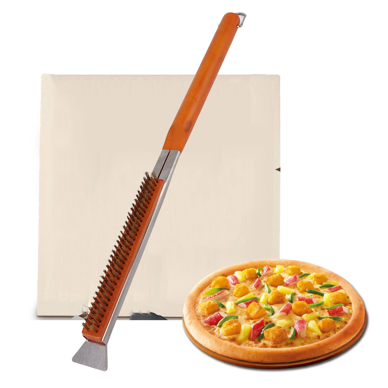 Pizzapinsel Mit Holzgriff, Pizzapinsel Mit Langem Griff, Abnehmbares Backwerkzeug