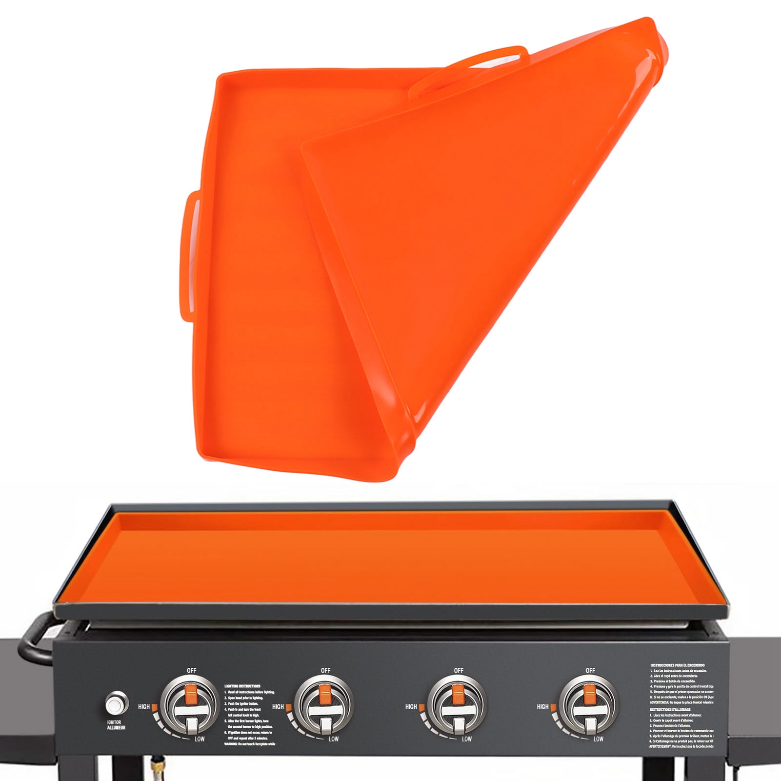 Silikon-ofenmatte, Schwarze Steinofenmatte, 22-zoll-version Mit Orangefarbenem Griff