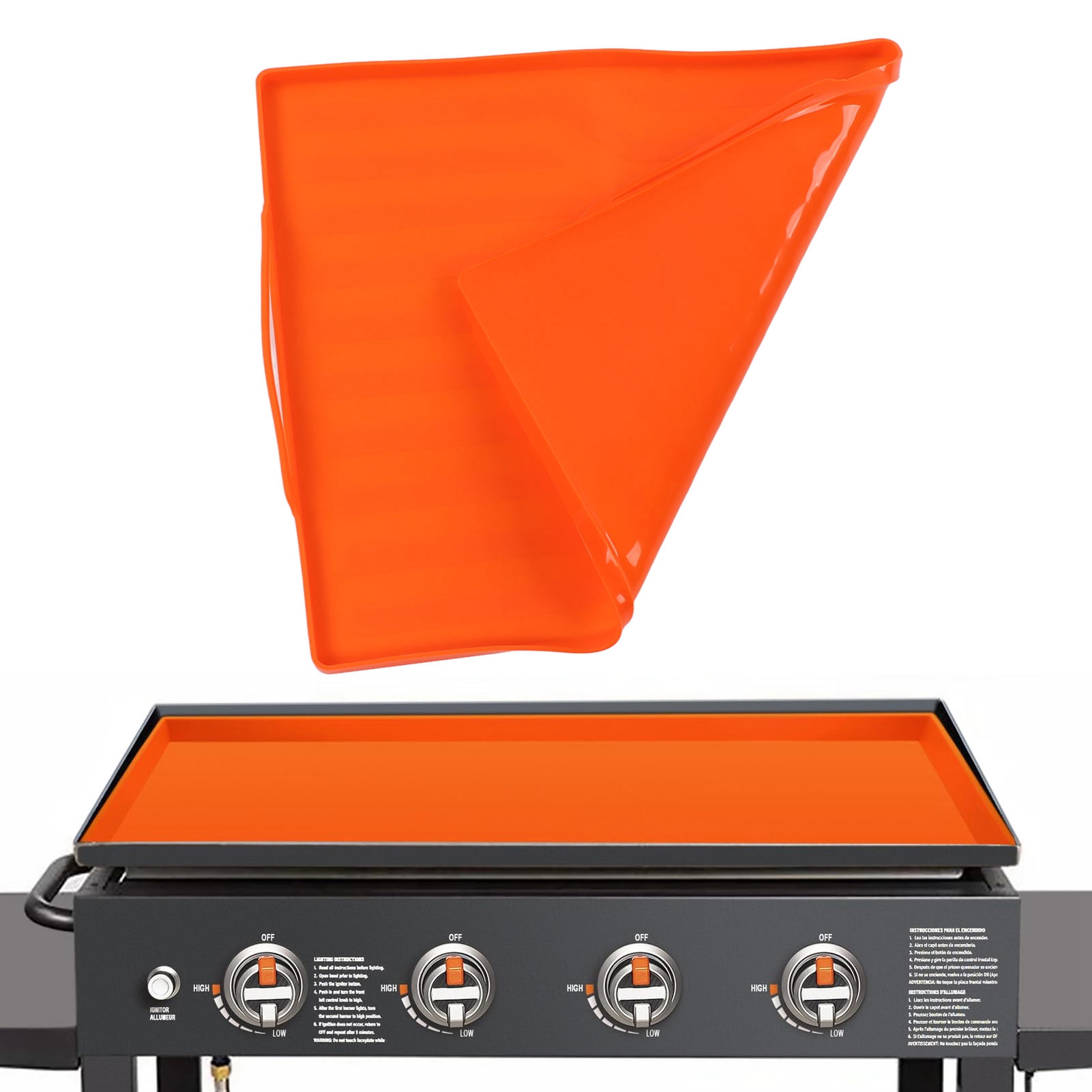 Silikon-ofenmatte, Schwarze Steinofenmatte, 17-zoll-version Mit Orangefarbenem Griff