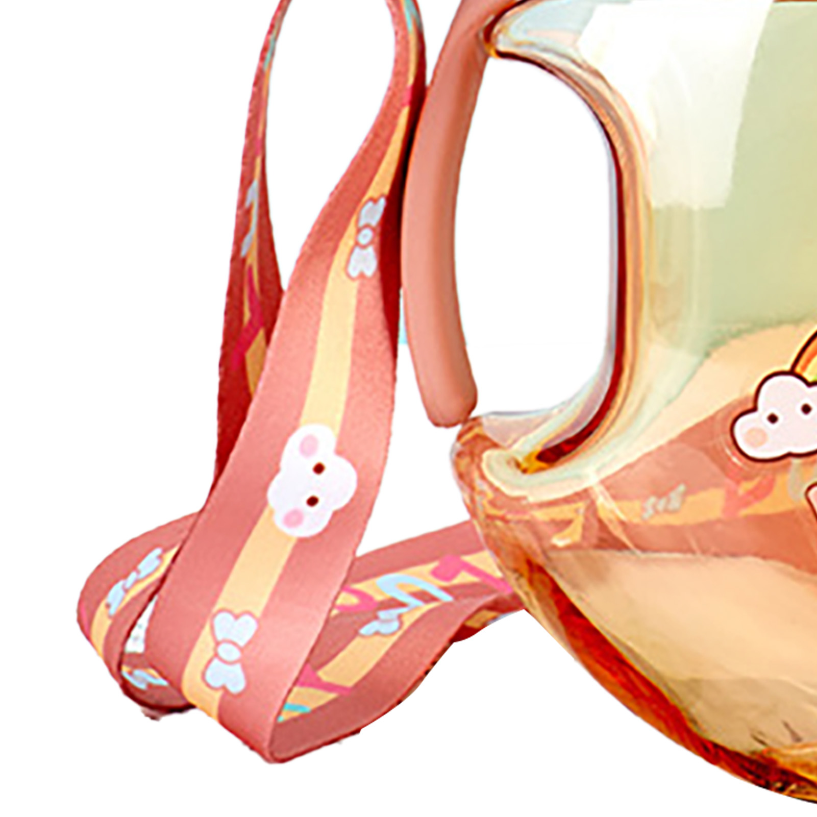Wasserbecher Aus Kunststoff Mit Strohhalm Und Donut-motiv, Kreatives Cartoon-design, Mit Kordelgriff, Orange Farbe.