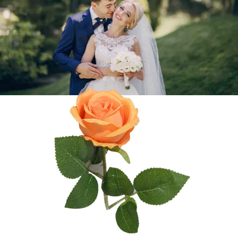 Künstliche Seidenrose, Dekoration Fürs Wohnzimmer, Schlichte Künstliche Rote Rose, Künstlicher Orangenstrauß
