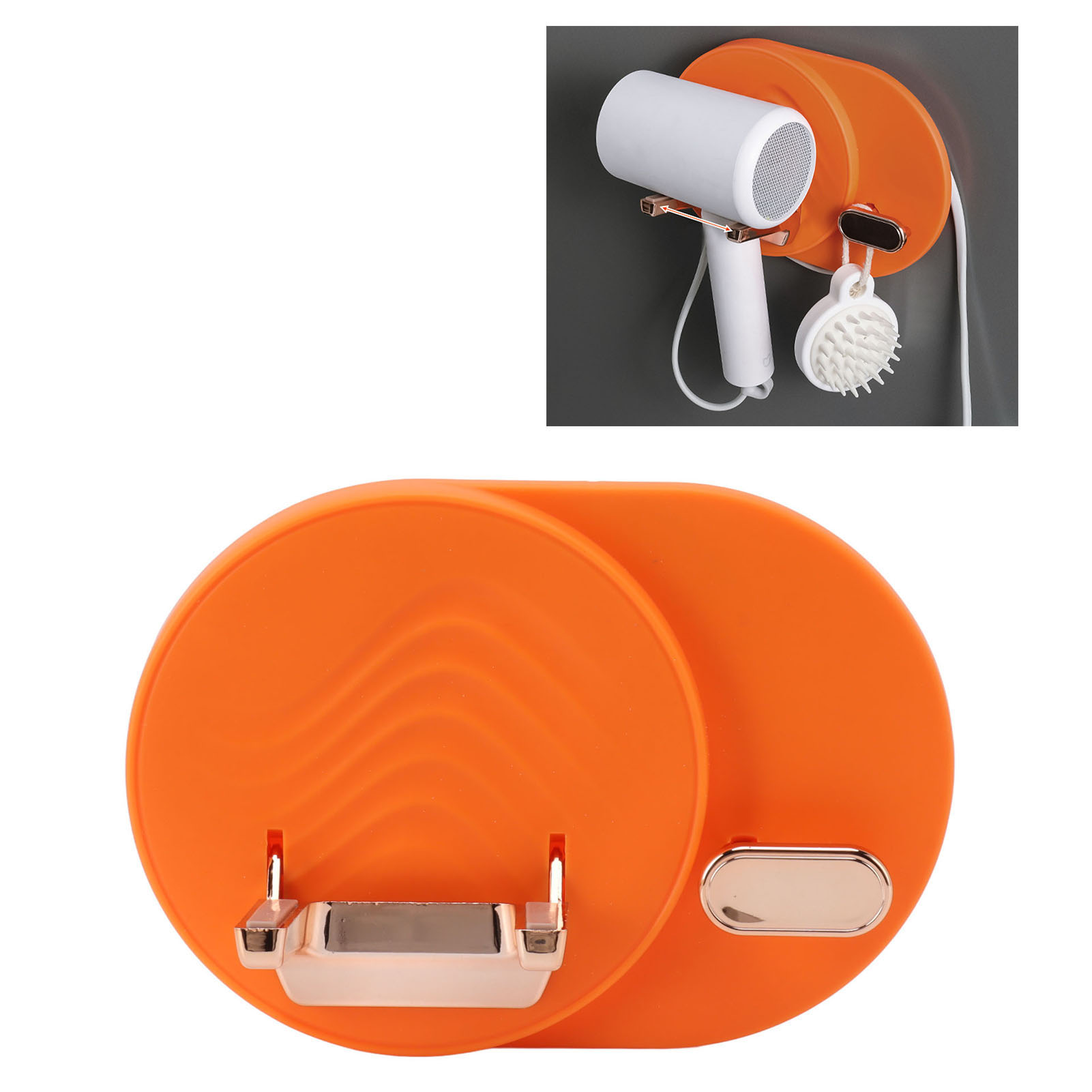 Haartrocknerhalterung, Wandmontierte Haartrocknerhalterung, Aufbewahrung Für Badezimmer/toilette, Haartrocknerhalterung Ohne Bohren, Orange.