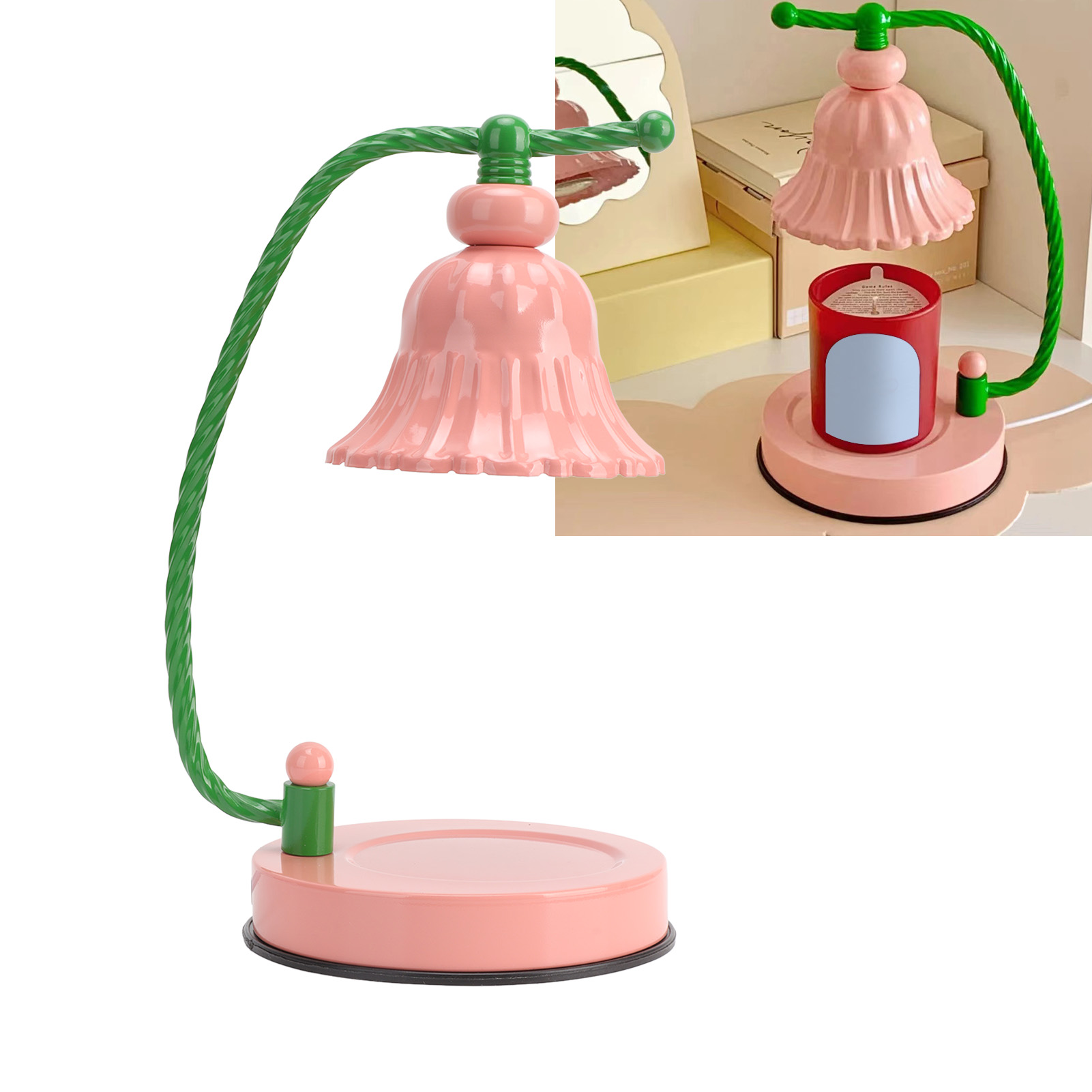 Kerzenwärmer-lampe, Klassische Form, Einstellbare Helligkeit, Rosa, Dekorative Tischlampe, Nachtlicht, Europäischer Standard