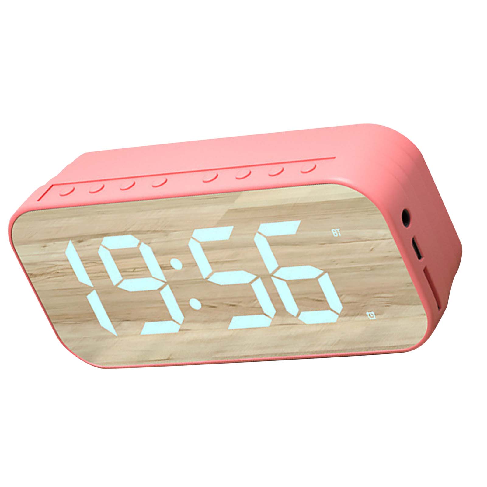Neuer Mini-bluetooth-lautsprecher Mit Hochglanzoberfläche, Wecker Mit Fernbedienung, Smart Speaker, Pink