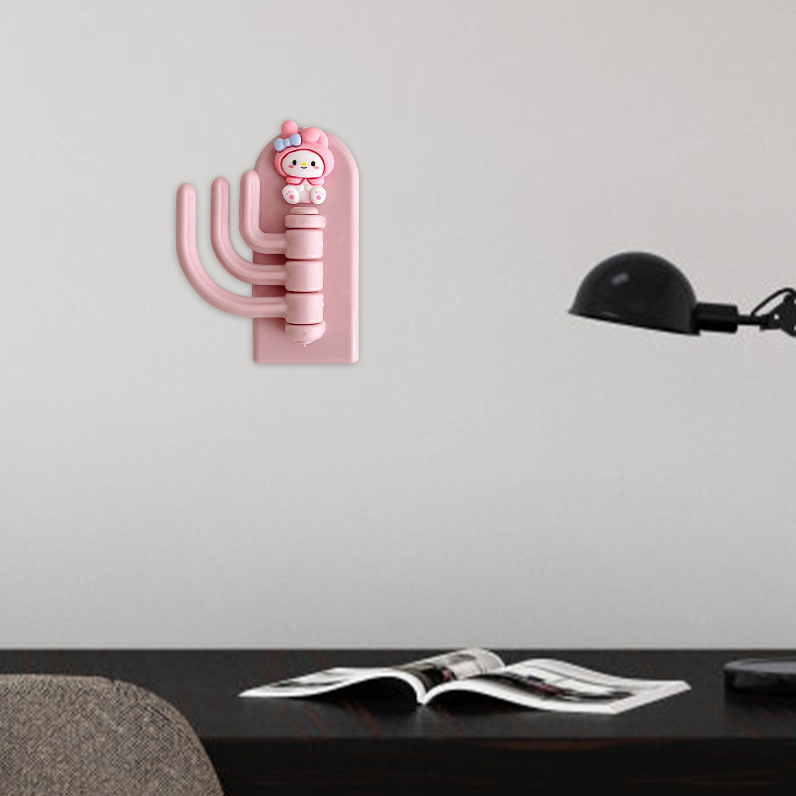 Dreifacher Wand-/türhaken, Rosa Hasenmotiv, Kein Bohren Erforderlich, Ideal Für Studentenzimmer. Modell Nr. 3.