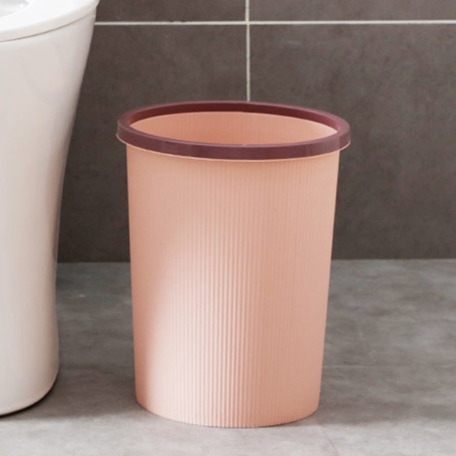 Kreativer Haushaltsabfalleimer Mit Druckring, Geeignet Für Bad, Küche Und Wohnzimmer Öffnung Oben, Rosa.