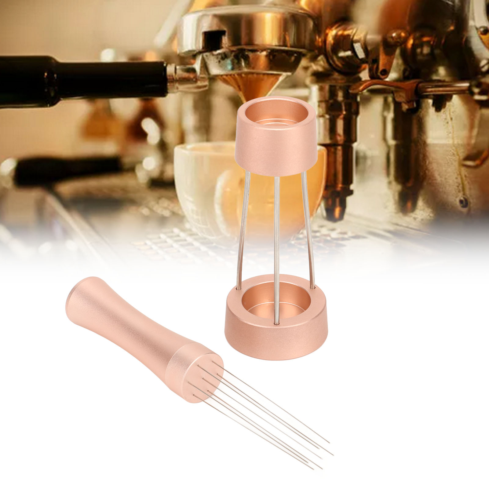 Kaffeepulverspender Mit Sockel, Kaffeepulver-dispergiernadel, Espressopulver-mischnadel Für Homogenes Mischen, Roségold.