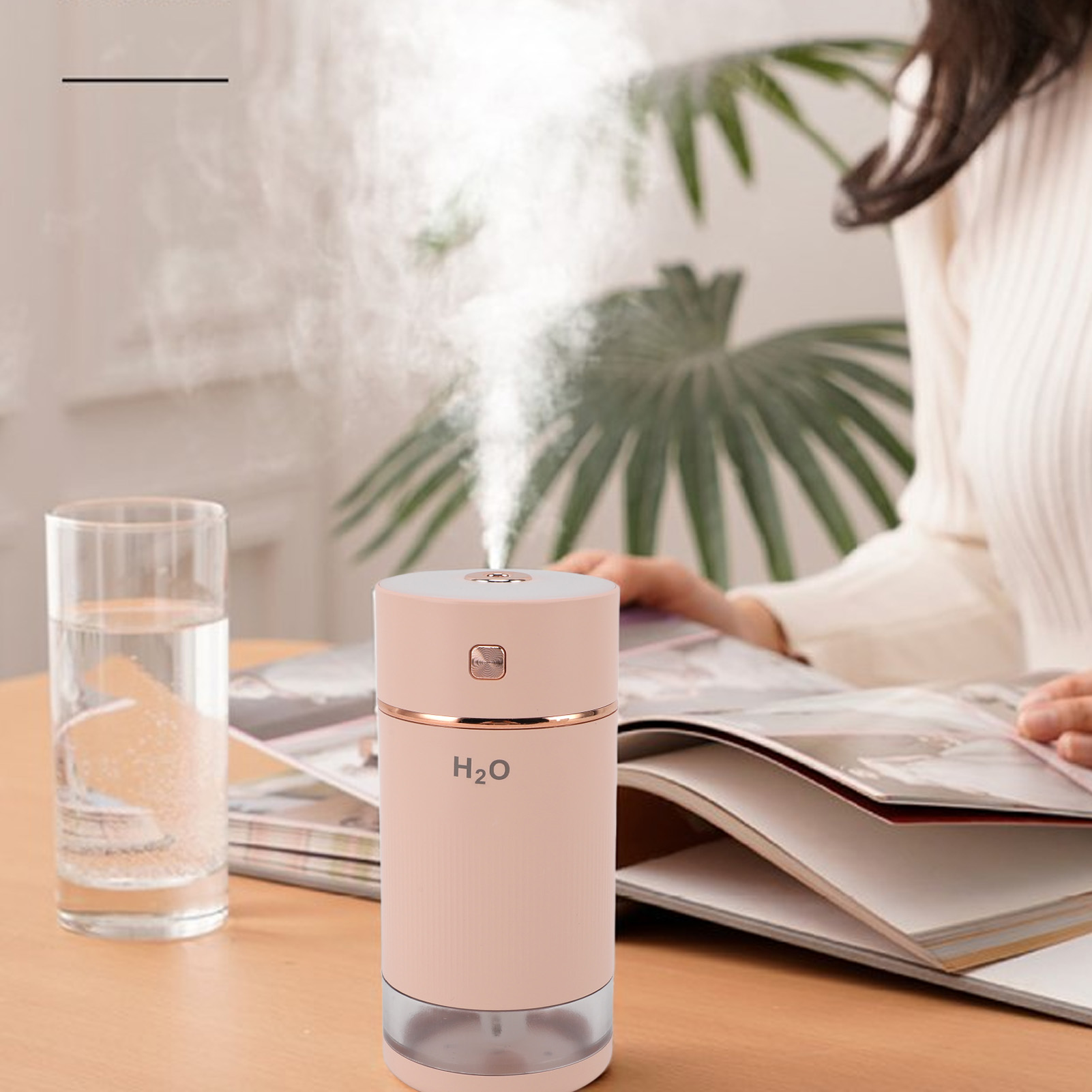 Rainbow Cup 2-in-1 Ultraschall-aroma-luftbefeuchter, Große Größe, Für Büro Und Zuhause, Kleine Größe, Usb, Leise, Fürs Auto, Ätherische Öle, Rosa