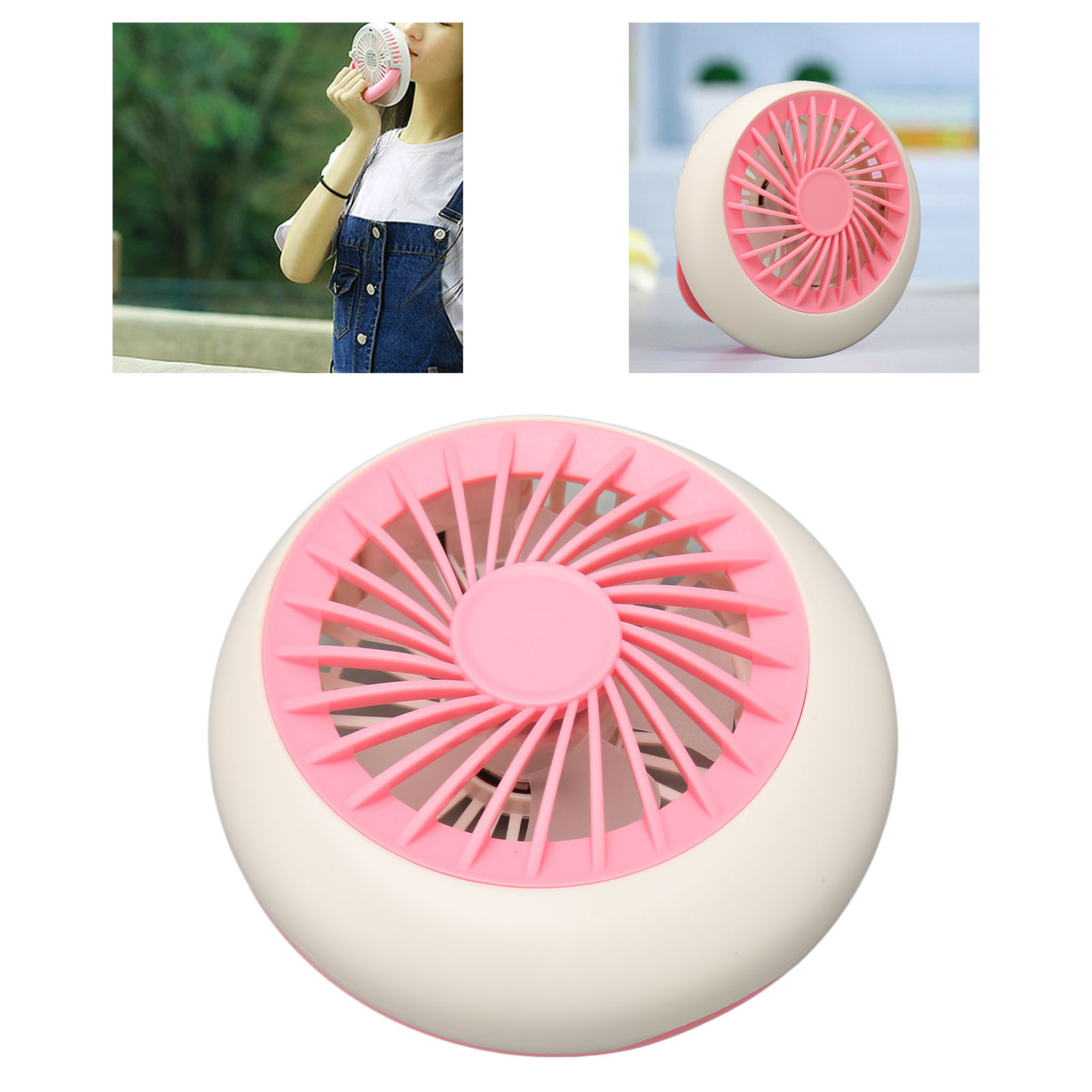 Tragbarer, Kompakter, Stylischer, Dreistufiger, Leistungsstarker, Leiser, Per Usb Aufladbarer Ventilator, Pink.