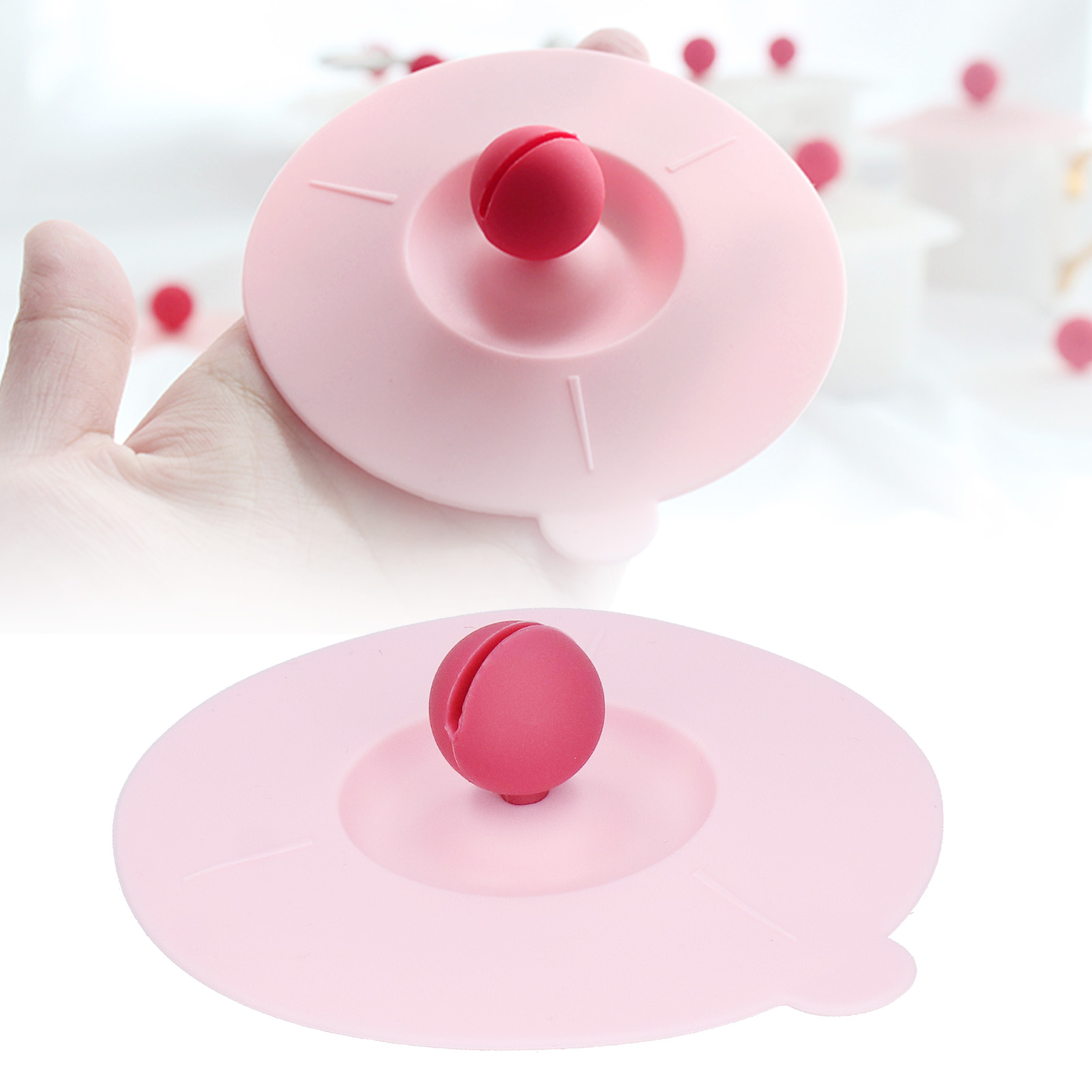 Silikon-staubschutzhülle Für Heiß- Und Kaltgetränkebecher, Hitzebeständig, Mit Cartoon-muster, Staubdicht, Küchen- Und Wohnaccessoire, Rosa