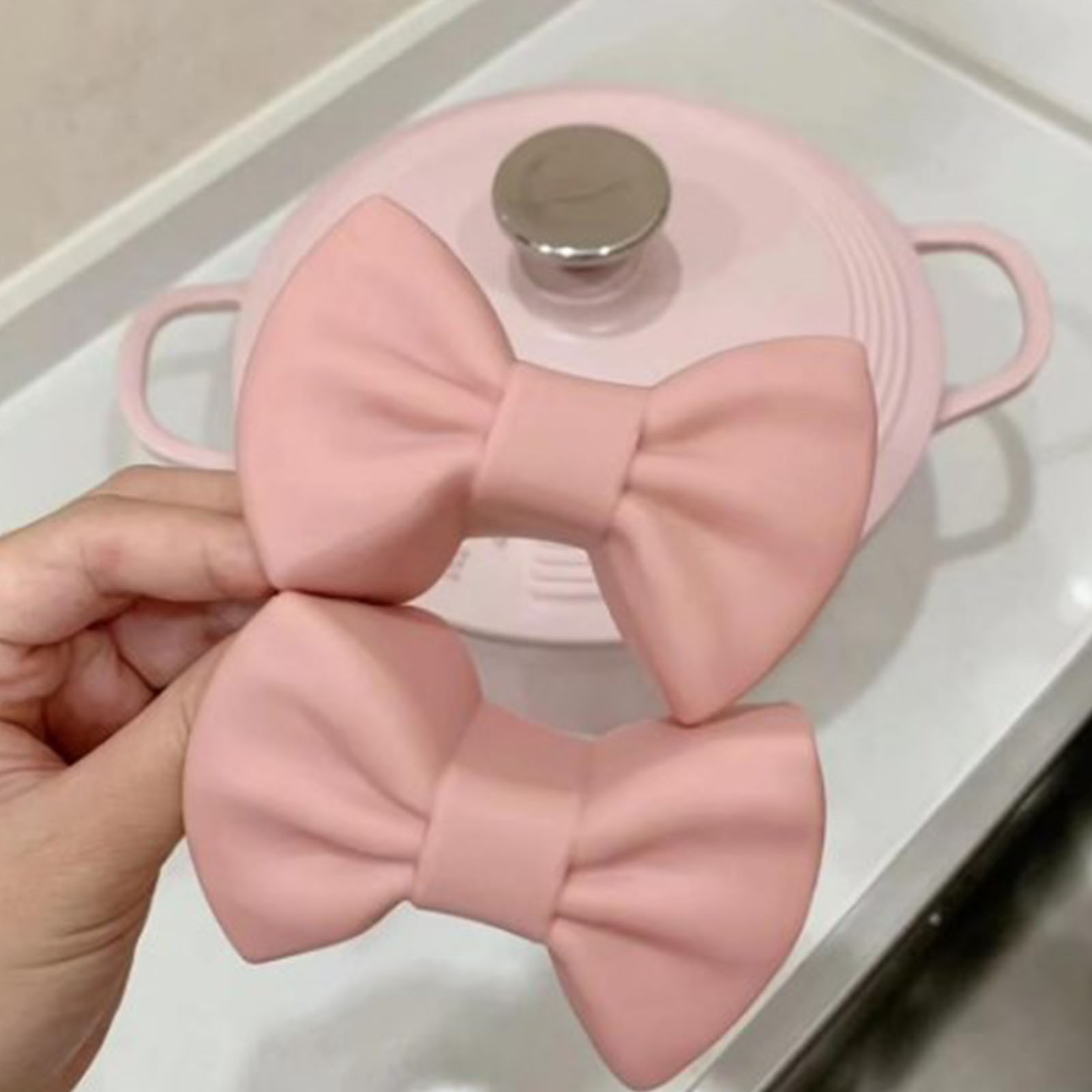 Silikon-schleifenzange Mit Hitzeschutz, Verdickte Griffe Für Topfdeckel, Gusseiserne Woks Für Den Backofen, Deckel Für Schüsseln Und Take-away-teller
