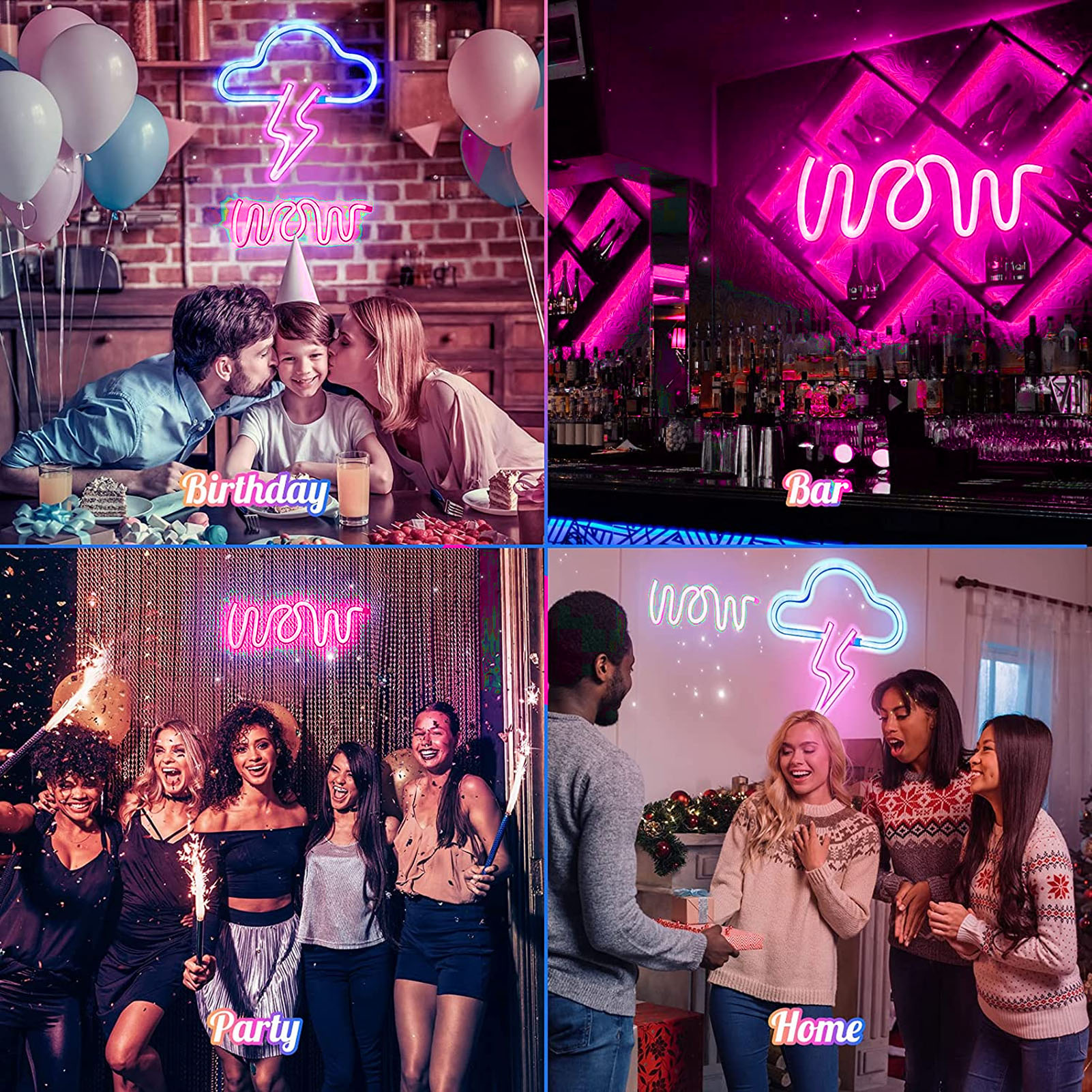 Wow Led-neon-dekorationsnachtlicht Fürs Schlafzimmer, Rosa Licht