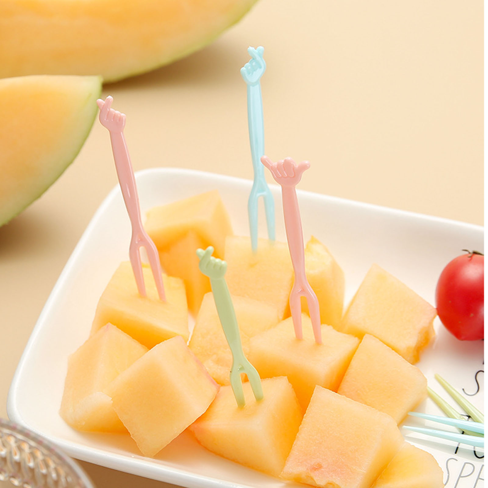 Set Mit Obstgabeln, Einweggabeln Aus Kunststoff Mit Zwei Zinken, Geeignet Für Den Gebrauch Zu Hause, Zum Genießen Von Obst, Kuchen, Desserts Und Snacks.