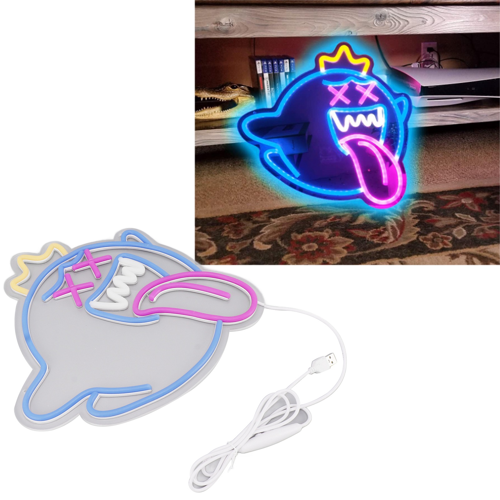 Halloween-geister-led-neonleuchte, Wandmontage Für Schlafzimmer Oder Wohnzimmer, 3d, Usb-betrieben, Helligkeit Einstellbar, Wanddekoration