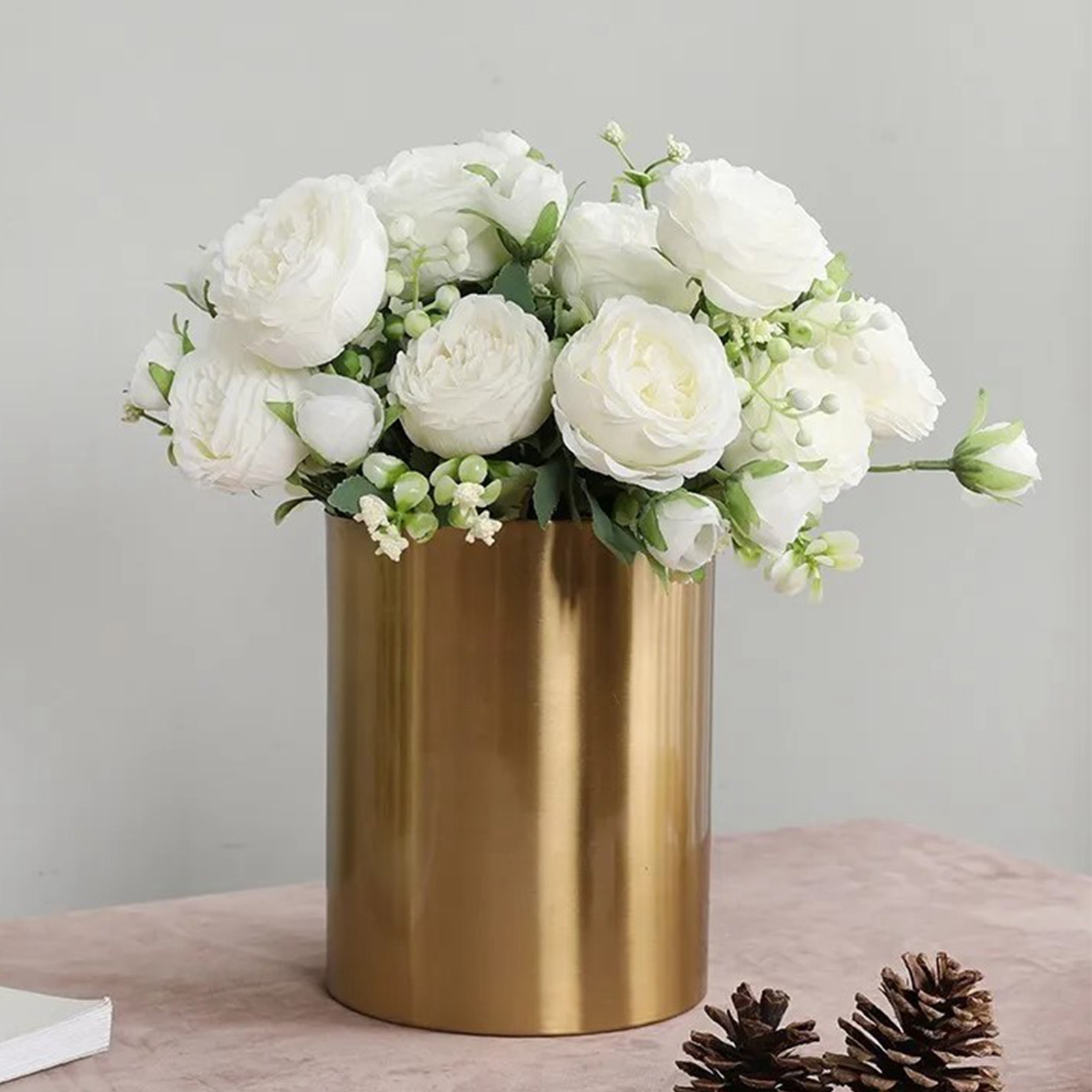 2 Bündel/packungen Künstliche Pfingstrosen, Rosen Und Andere Künstliche Blumen Für Die Innendekoration, Wohnzimmer, Große Sträuße, Requisiten Für Hochzeitsfotos, Weiß.