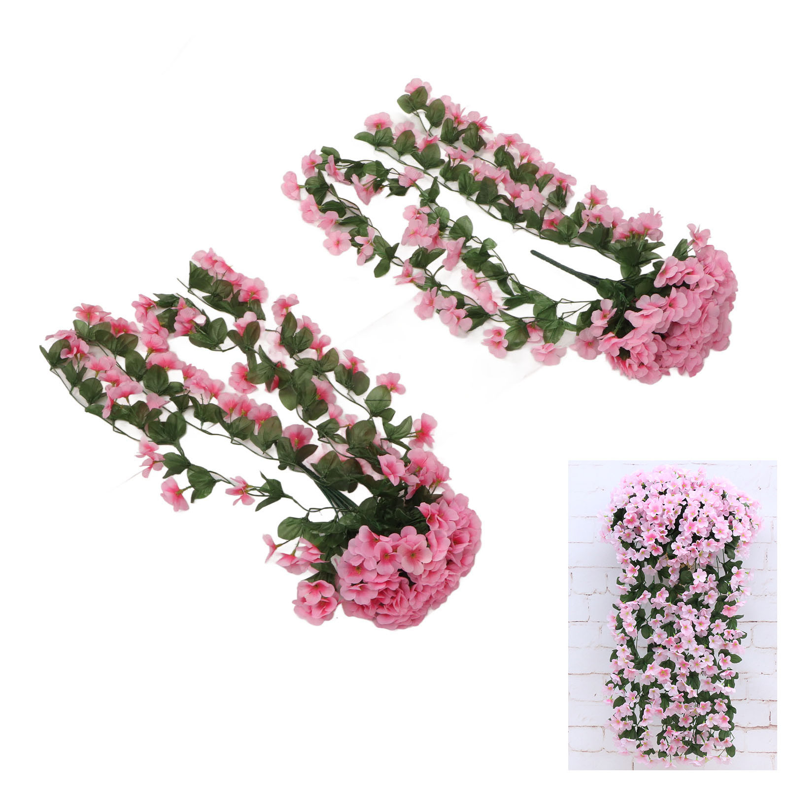 Künstliches Hängeveilchen, Wanddekoration, Hängekorb, Rosa Blume
