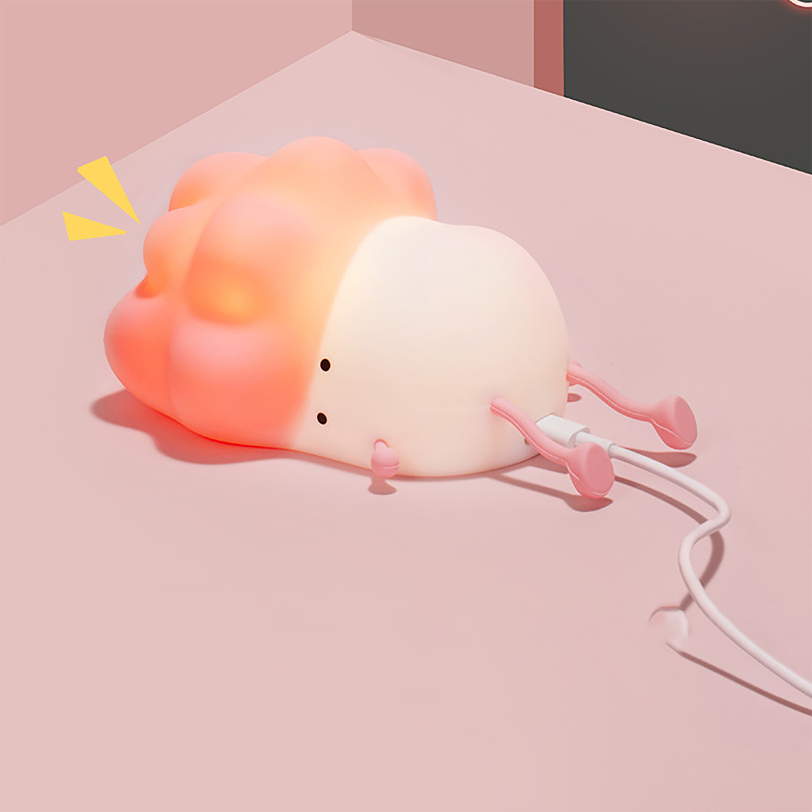 Miniatur-silikonlampe In Form Eines Rosa Kohls, Berührungsempfindlich, Sanftes Nachtlicht Für Schlafzimmer Oder Nachttisch, Led-lampe Zum Füttern Von Babys.