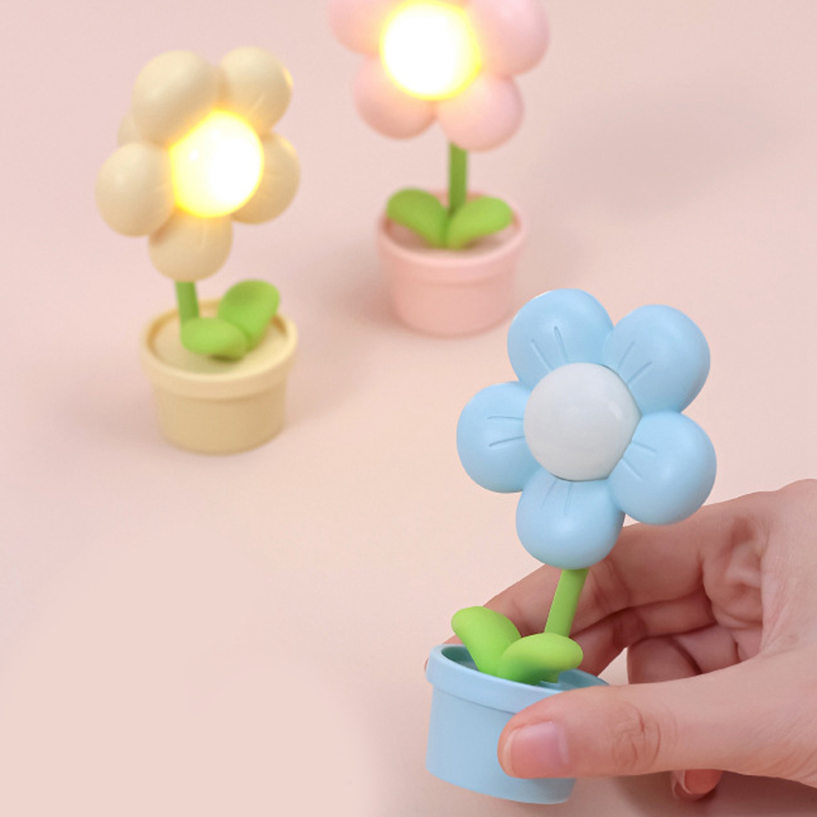 Mini-blumen-nachtlicht, Niedliche Nachttischlampe, Originelle Schreibtischdekoration, Rosa Geschenk