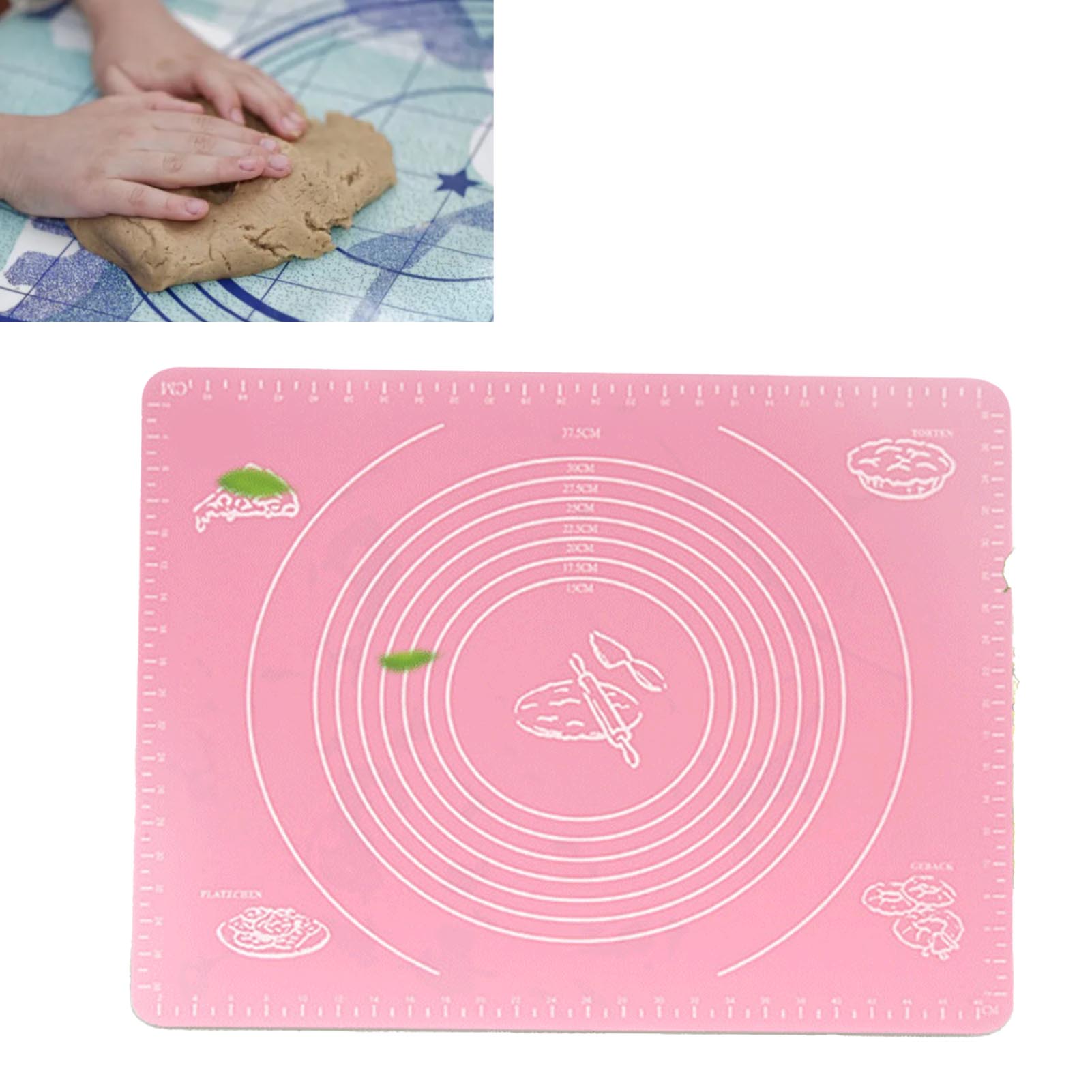 Silikon-knetmatte, Silikon-backmatte, Lebensmittelecht, Dick, Abgestuft, Wärmeisolierend, Arbeitsfläche, Rosa.