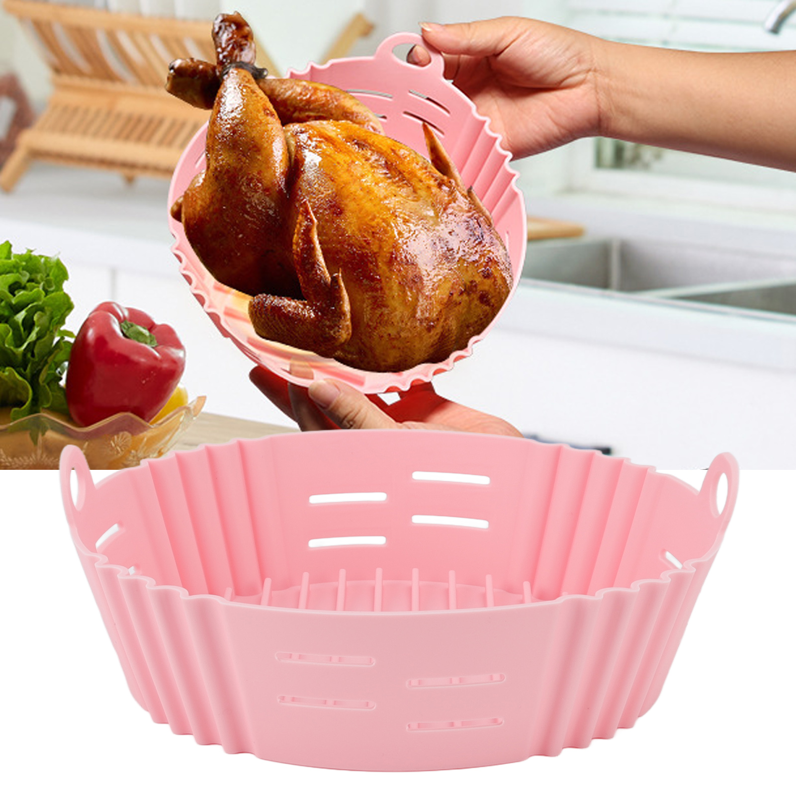 Silikon-kochplatte Für Heißluftfritteusen, Hitzebeständig, Rosa