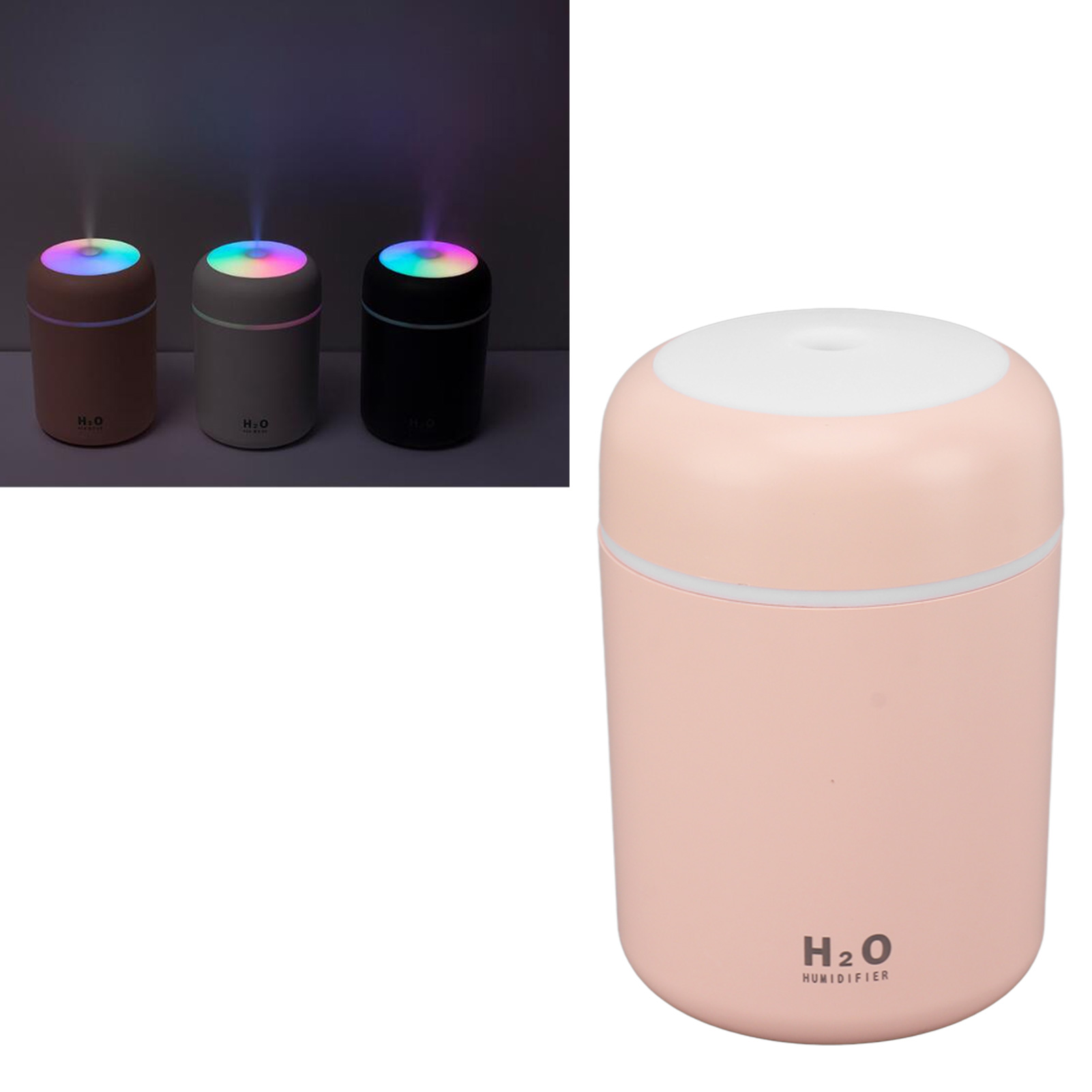 Bunter Becher-luftbefeuchter, Leiser Und Kreativer Mini-stecker-luftbefeuchter Fürs Auto, Sieben Farben, Rosa.