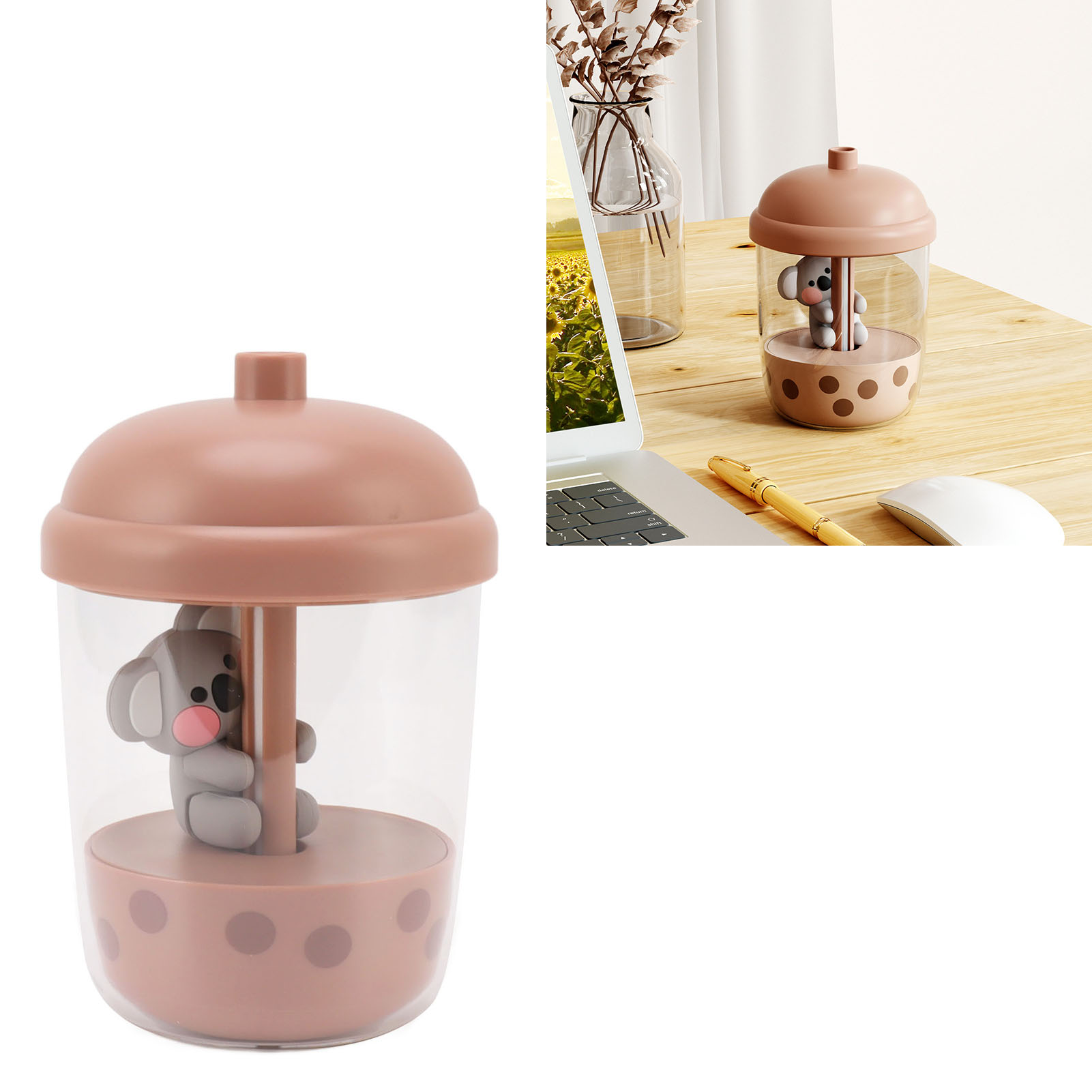 Koala-milchtee-becher-luftbefeuchter, Hohe Nebelleistung, Für Zuhause, Klein Und Tragbar, Usb-tischluftbefeuchter, Karamellperle