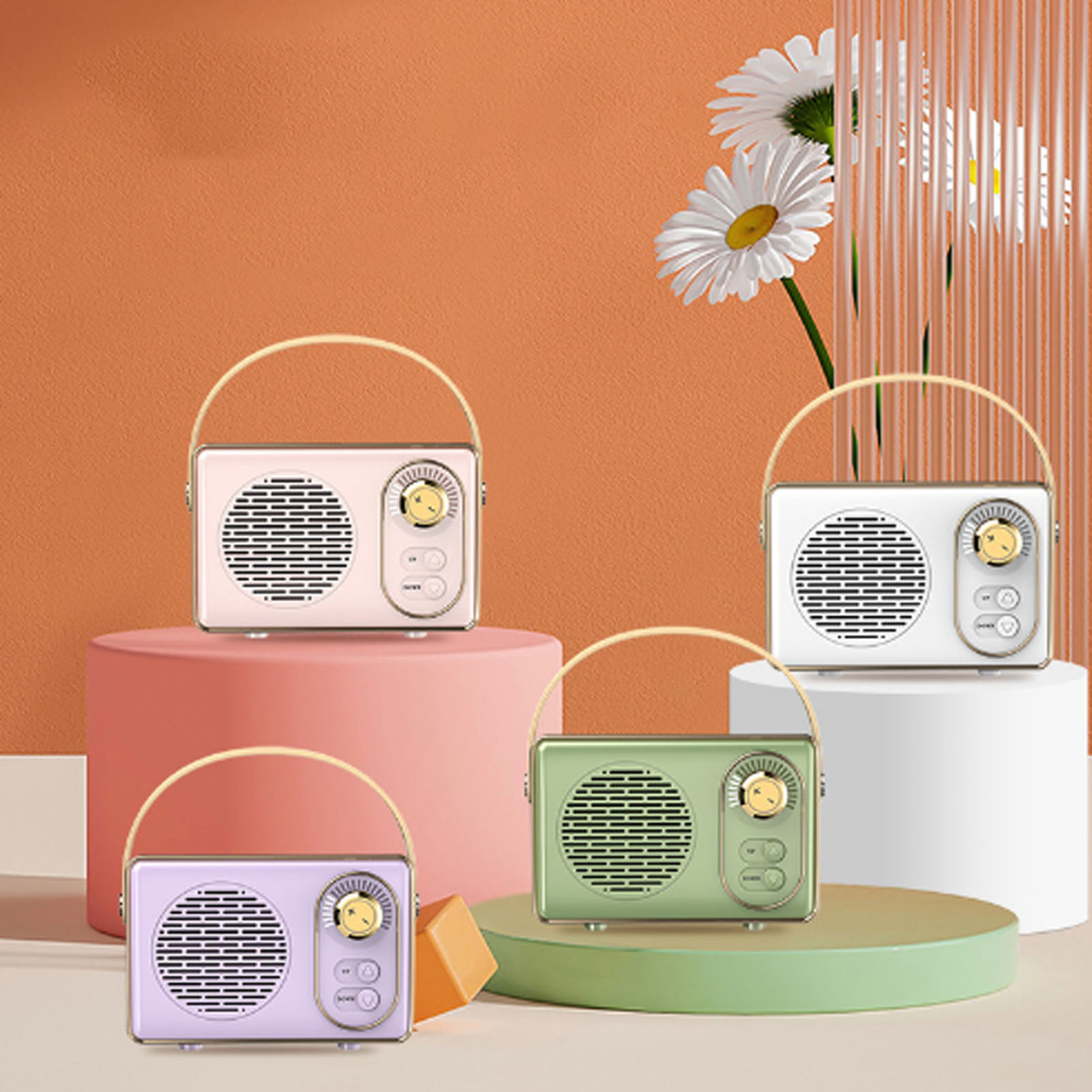 Bluetooth-lautsprecher Im Retro-stil, Originelles Geschenk, Tragbarer Mini-lautsprecher, Rosa.