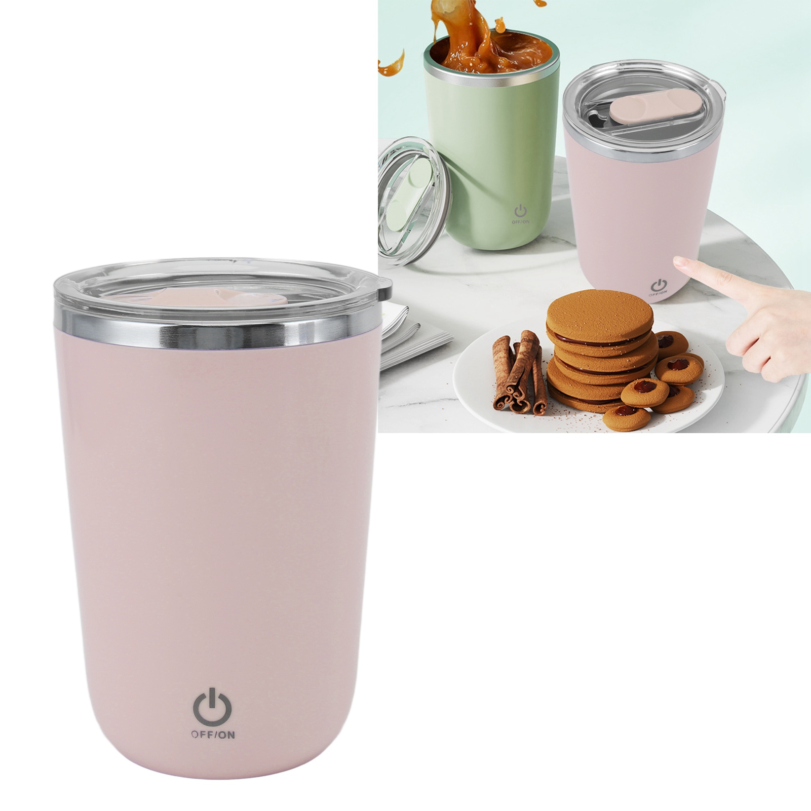 Elektrischer Usb-shaker, Absolut Auslaufsicher, 350 Ml, Wiederaufladbar Und Mit Selbstumrührfunktion – Pink