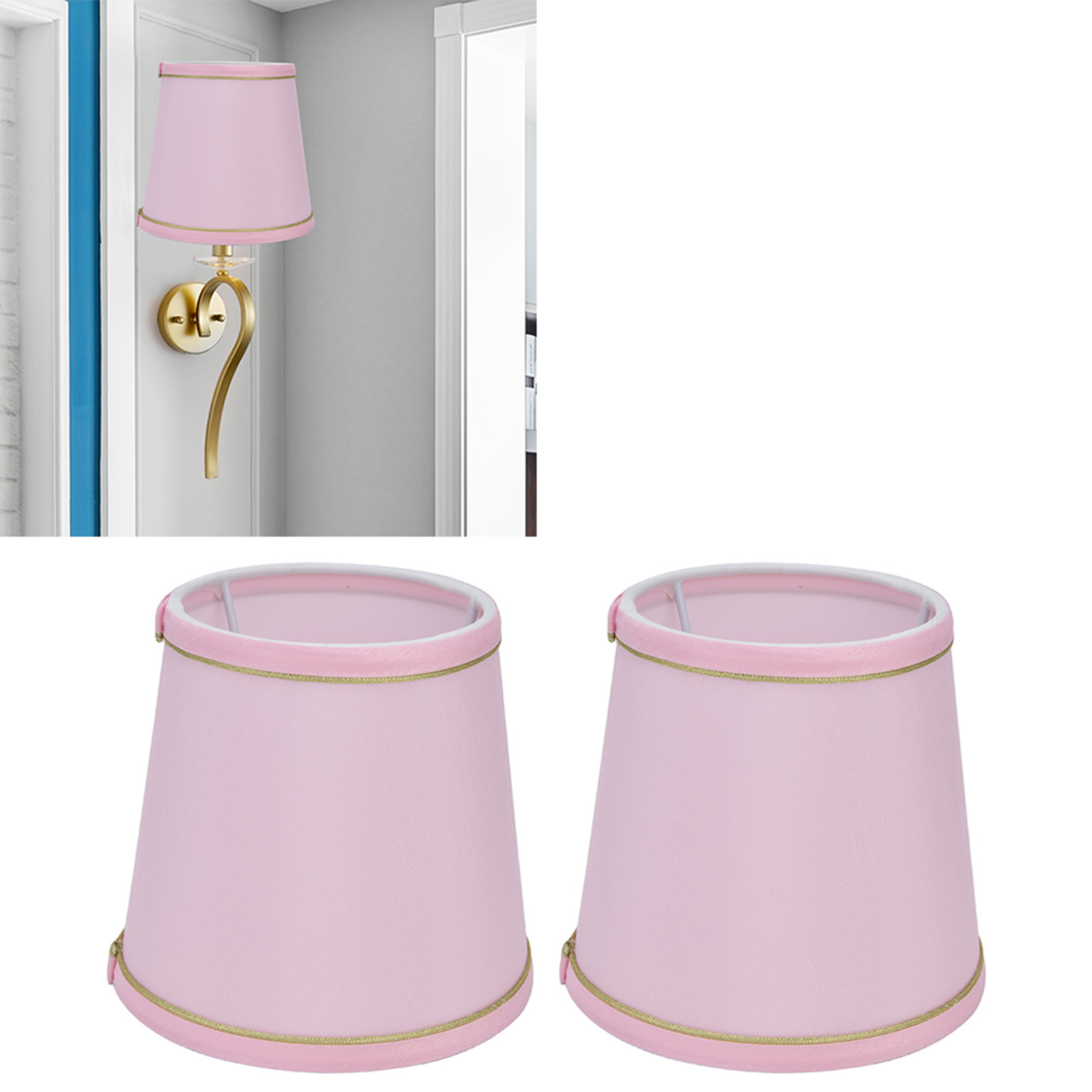 Lampenschirm Aus Stoff, Europäischer Minimalistischer Stil, Rosa Und Goldene Verzierungen, Geeignet Für Lampen Mit E14-schraubsockel, Stehlampen, Tischlampen, Pendelleuchten Und Wandleuchten.