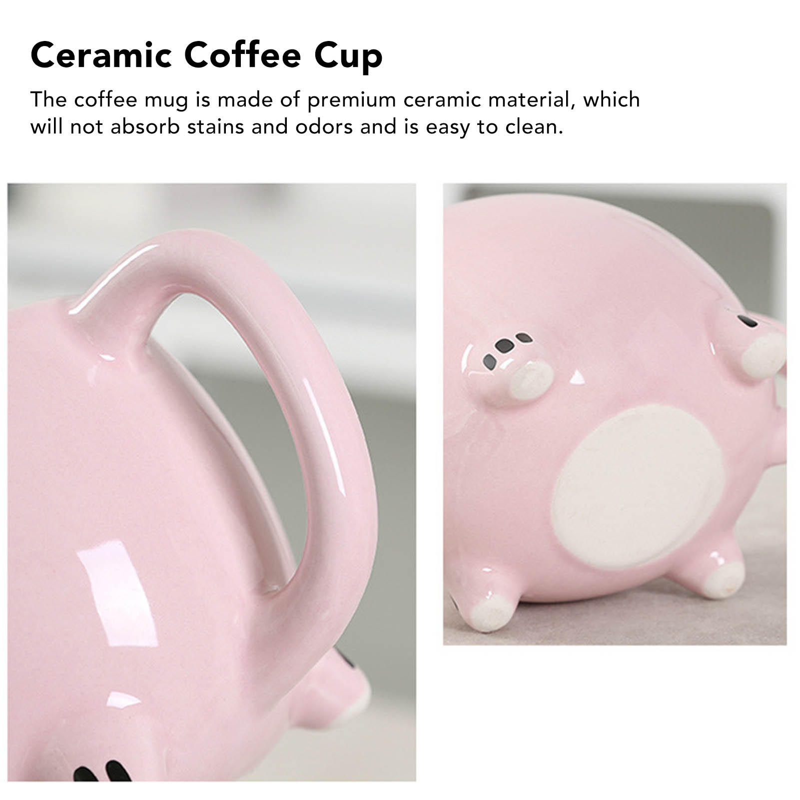 Rosa Keramikbecher Mit Schweinchenmotiv, Schweinchenbecher, Becher Mit Cartoon-tiermotiv, 3d-geprägter Wasserbecher Mit Schweinchenmotiv